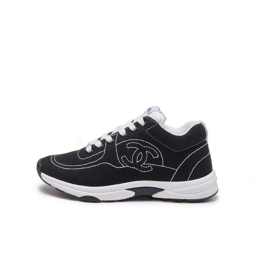 Chanel G46084 Women 24B Trainers Cotton  Black   White C91281 - Sneaker Replica Workshop