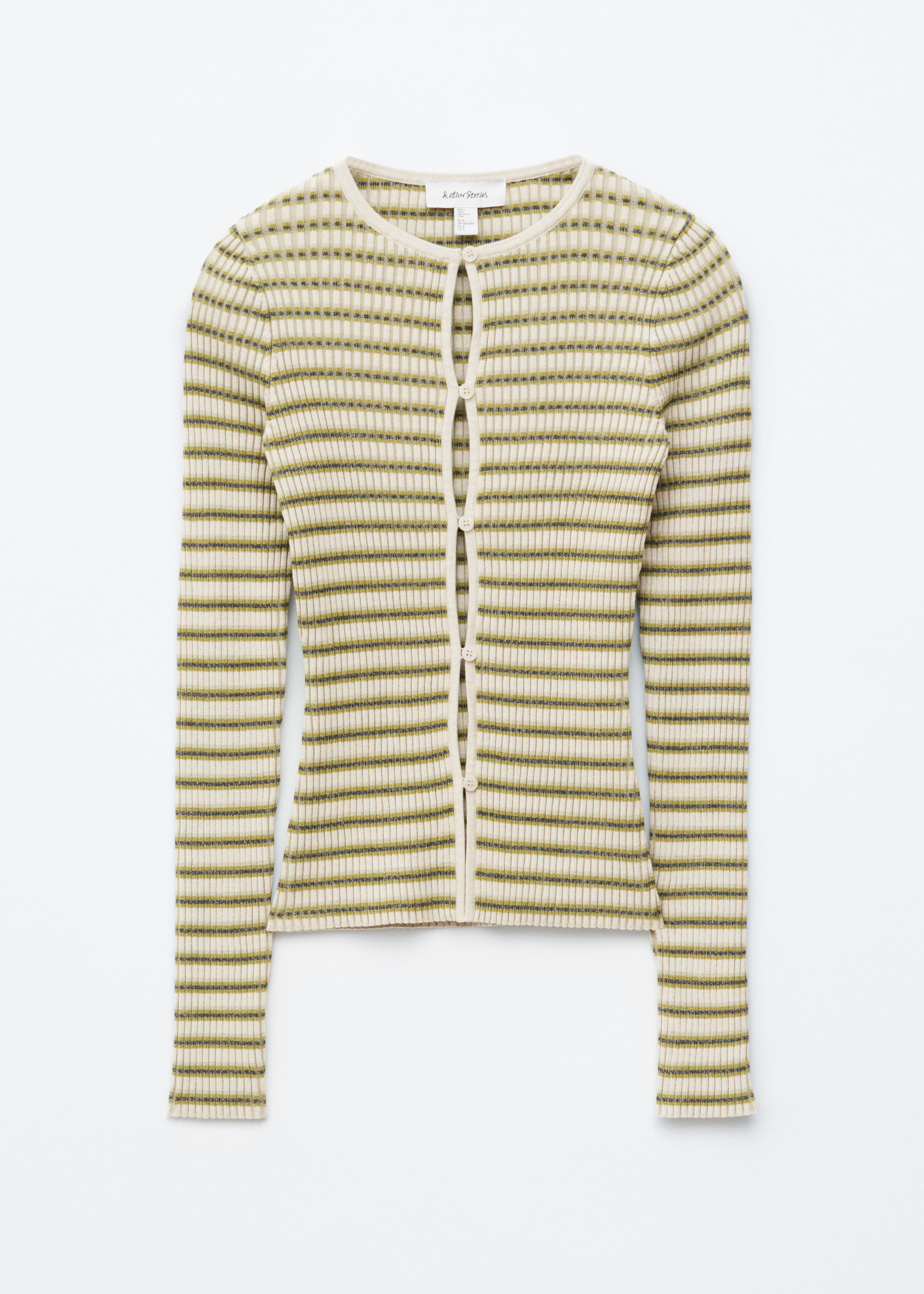 & Other Stories KEYHOLE-FRONT RIB-KNIT CARDIGAN