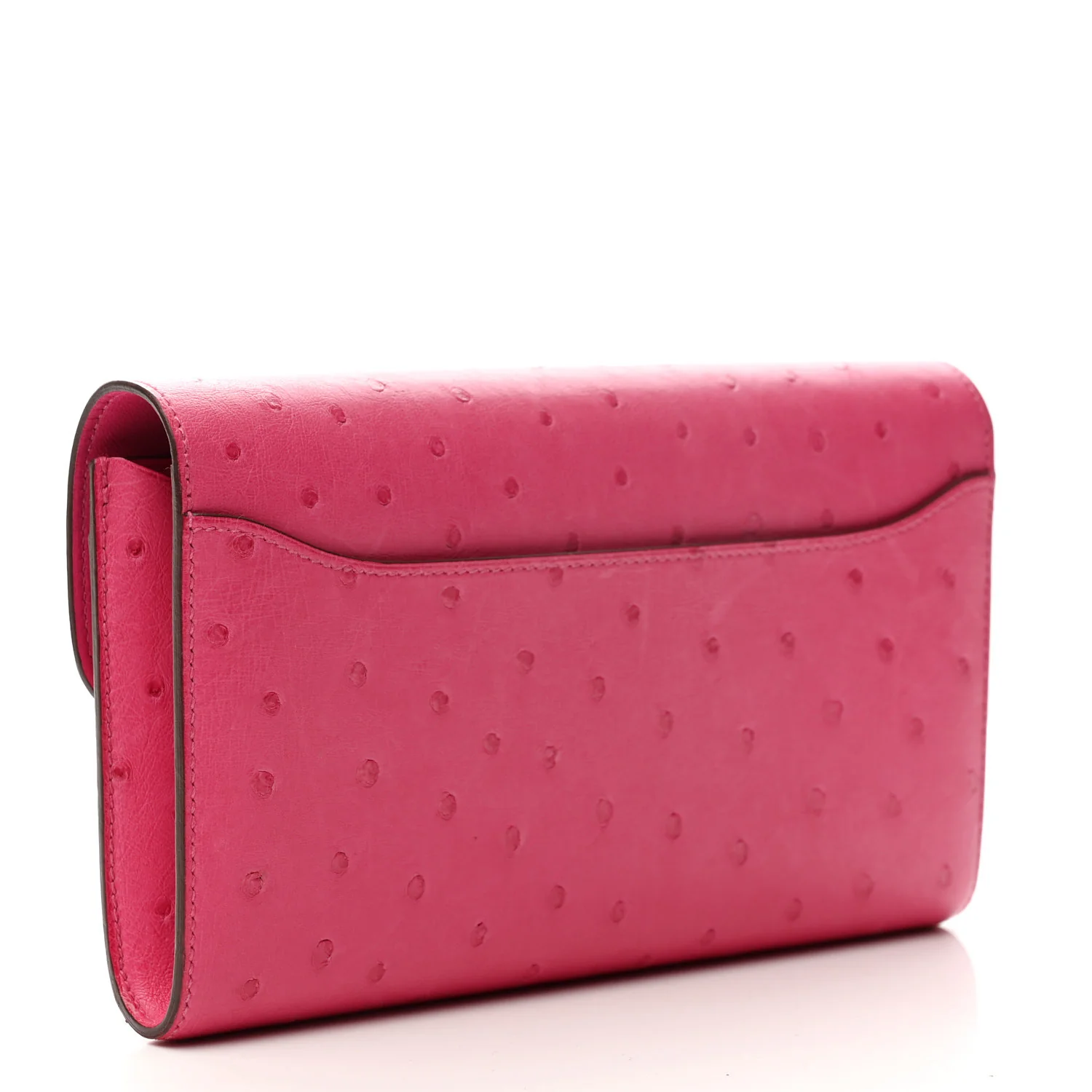 Ostrich Constance Long Wallet Rose Tyrien - Top Club