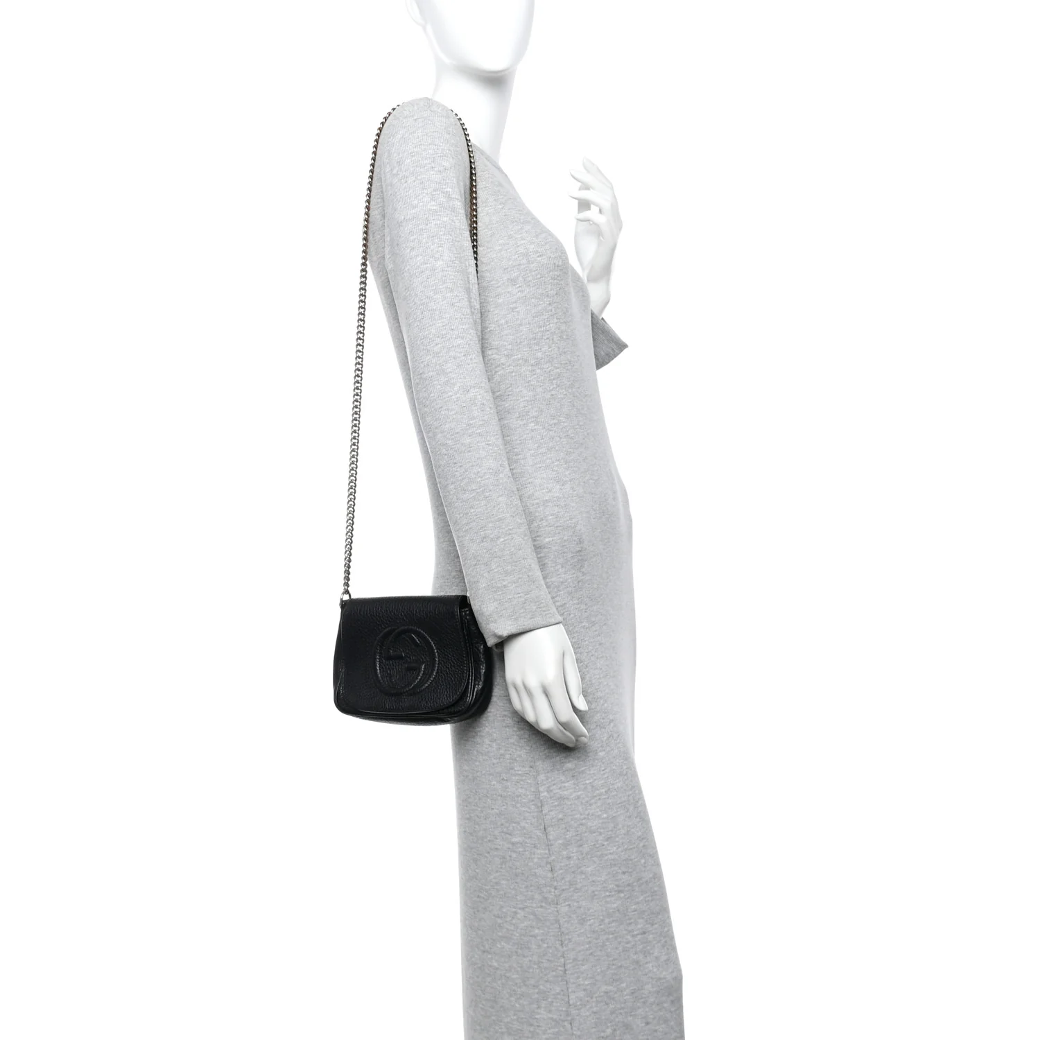 Pebbled Calfskin Small Soho Flap Crossbody Black - Top Club