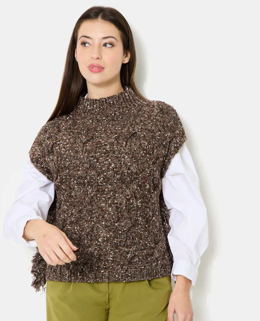 Pimkie Pull sans manches avec maille torsadée