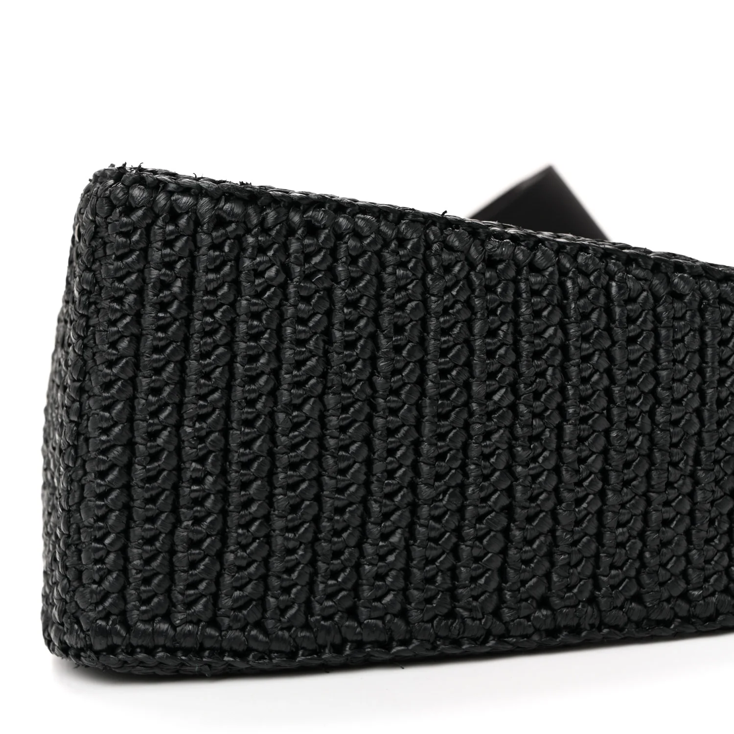 Yarn Raffia Effect Crochet Triangle Shoulder Bag Black - Top Club