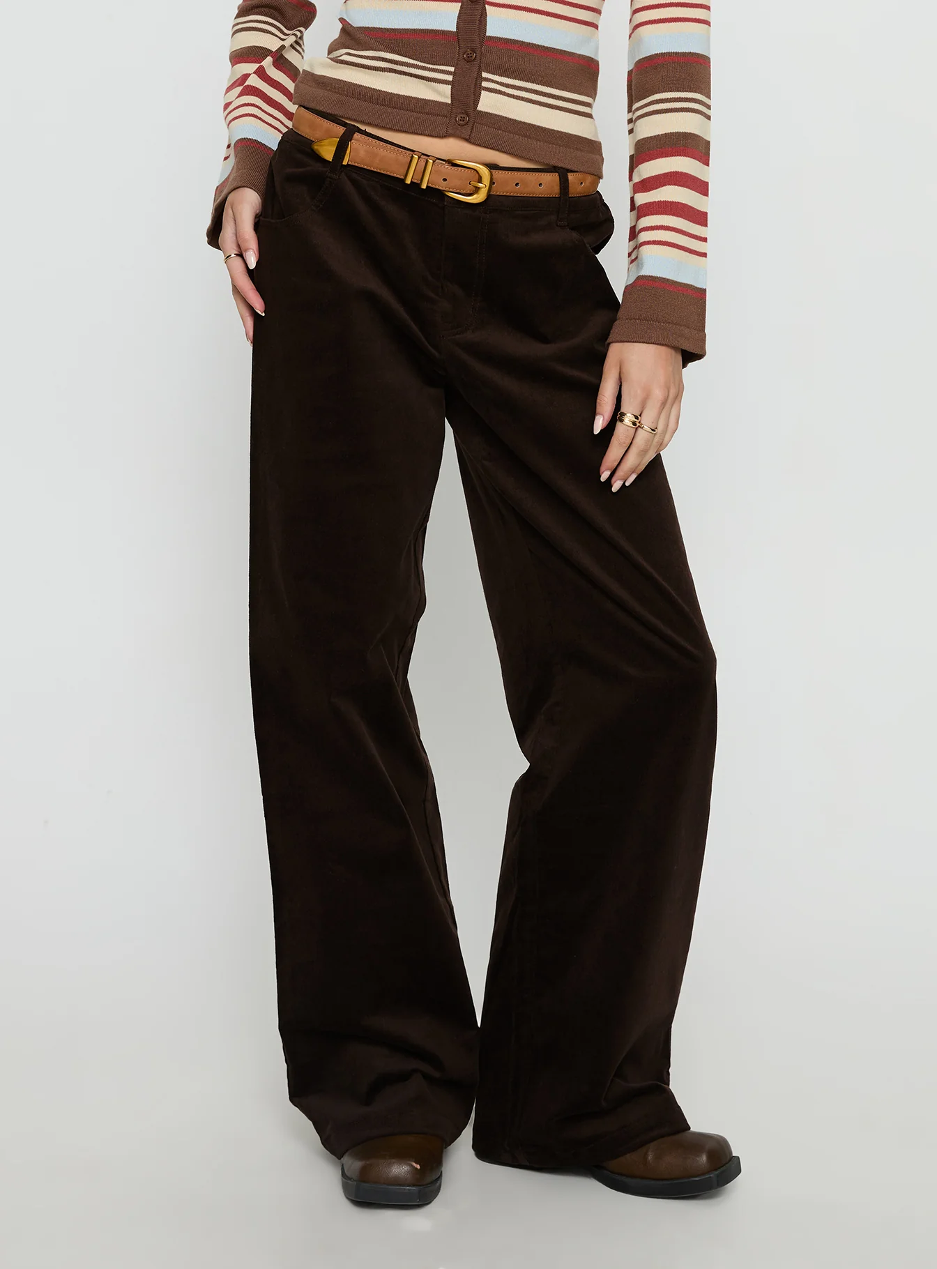 Kenza Wide Leg Corduroy Pant Brown