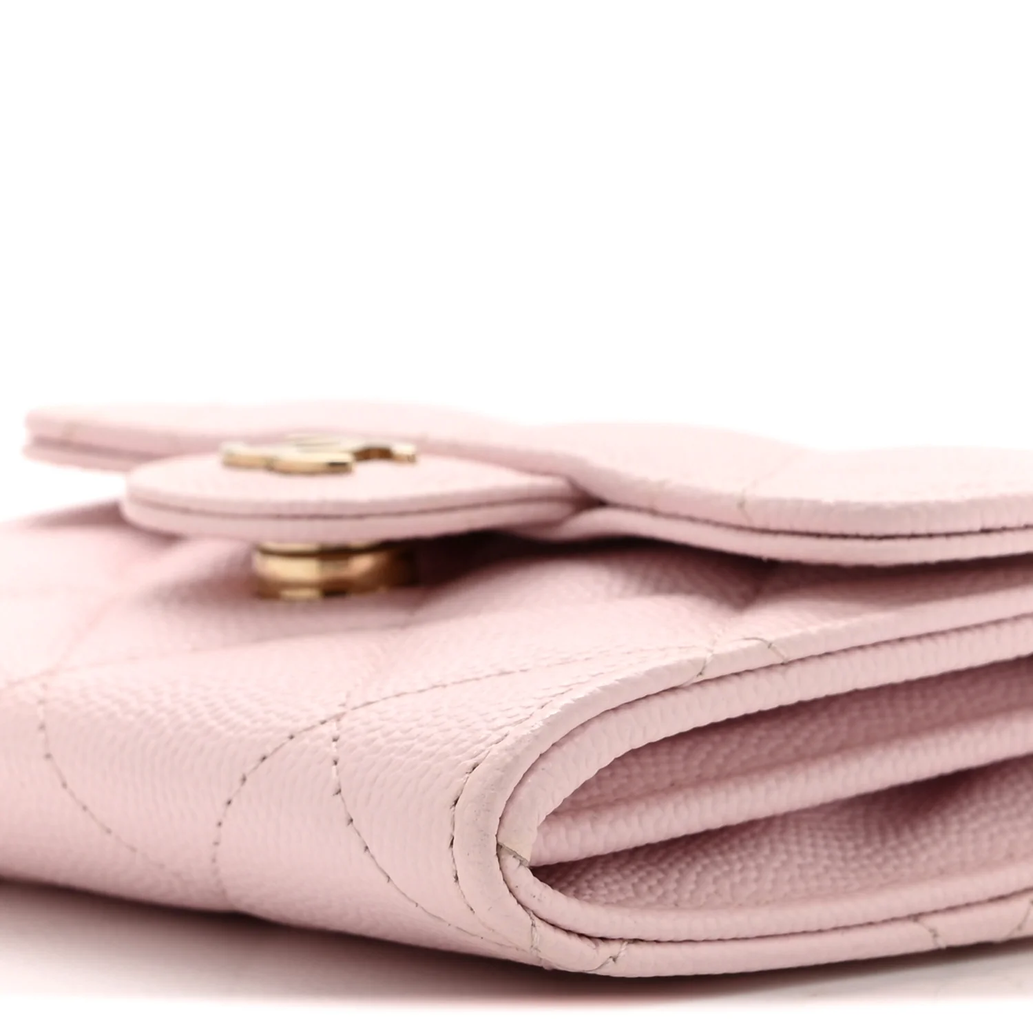 Caviar Quilted Flap Card Holder On Chain Pink - Top Club