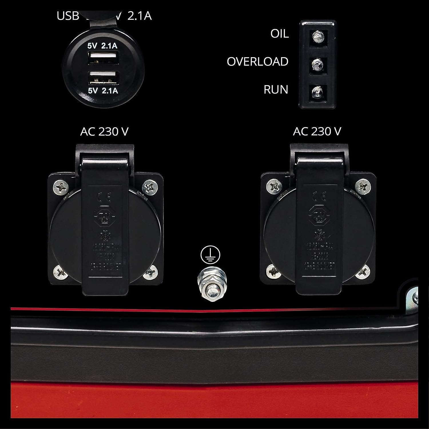 Einhell TC-IG 2000 Generatore di corrente INVERTER (benzina, motore 4 tempi con inverter , potenza max 2000 W, 2 prese da 230 V, serbatoio 4l, incl. voltmetro, funzione AVR)