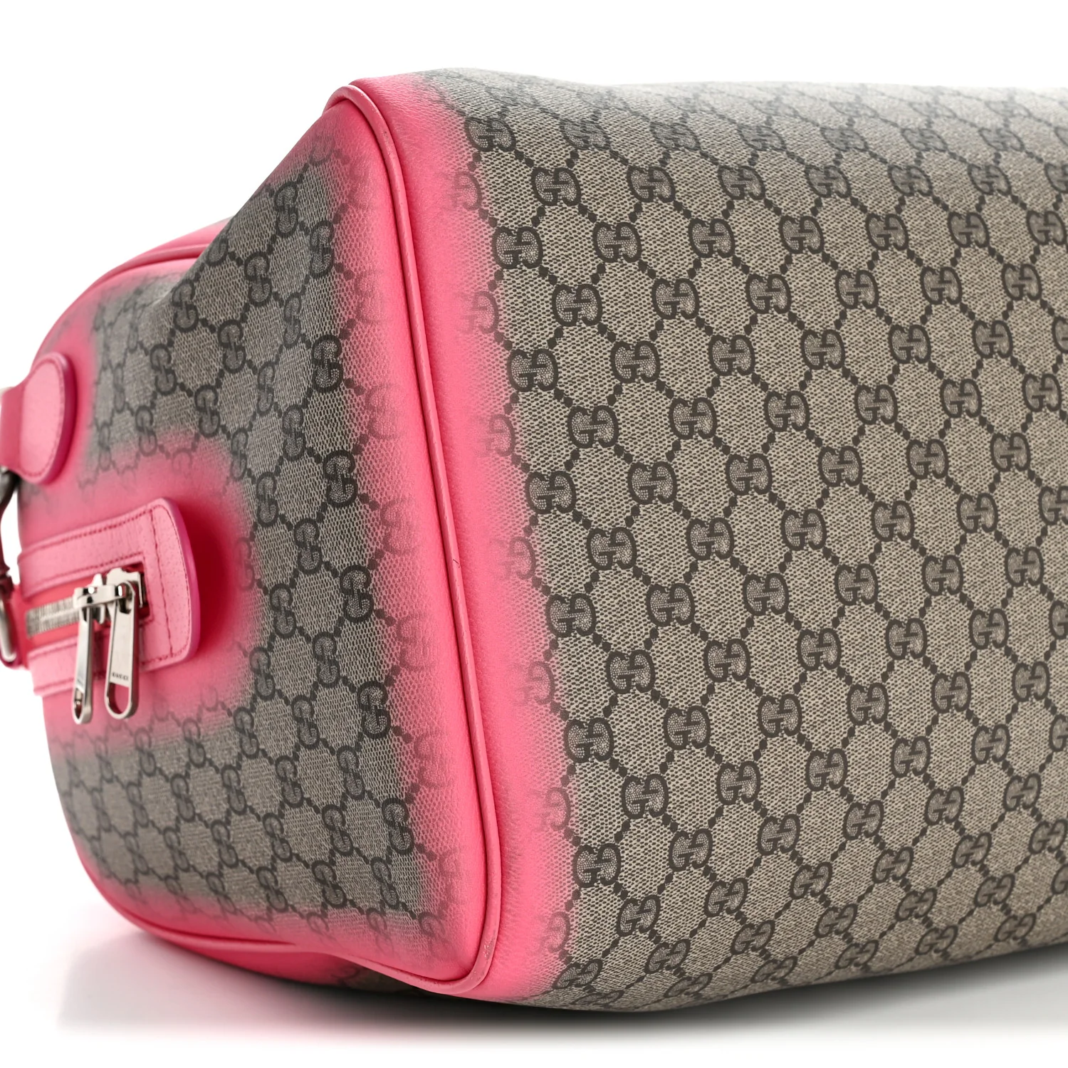 GG Supreme Monogram Textured Dollar Calfskin Airbrushed Medium Savoy Duffle Bag Pink Beige - Top Club