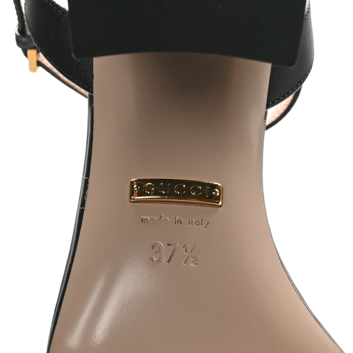 Lifford Calfskin GG Marmont Ankle Wrap 75mm Sandals 37.5 Black - Top Club