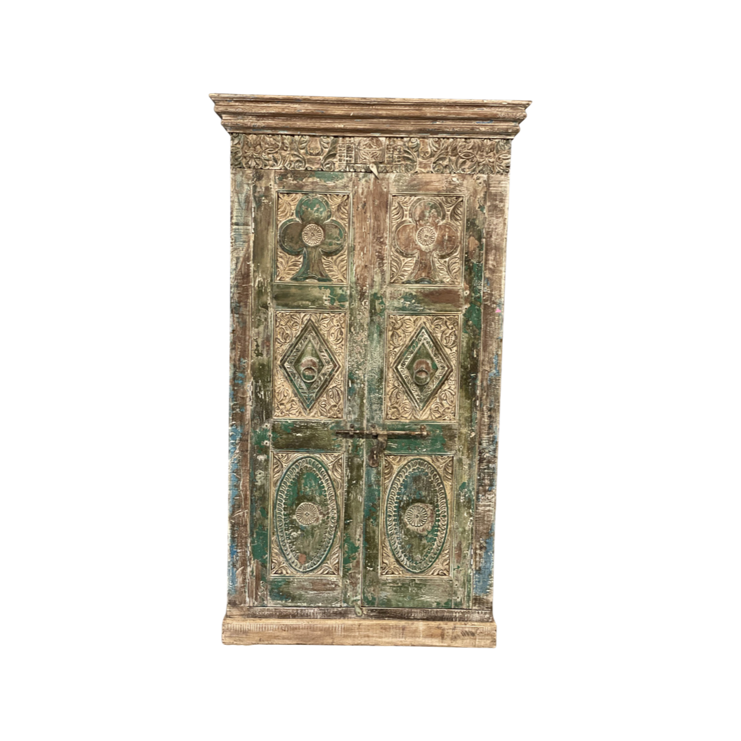 Kast Snijwerk groen/blauw Kast 2Drs Snijwerk Groen/Blauw  Uniek #1
