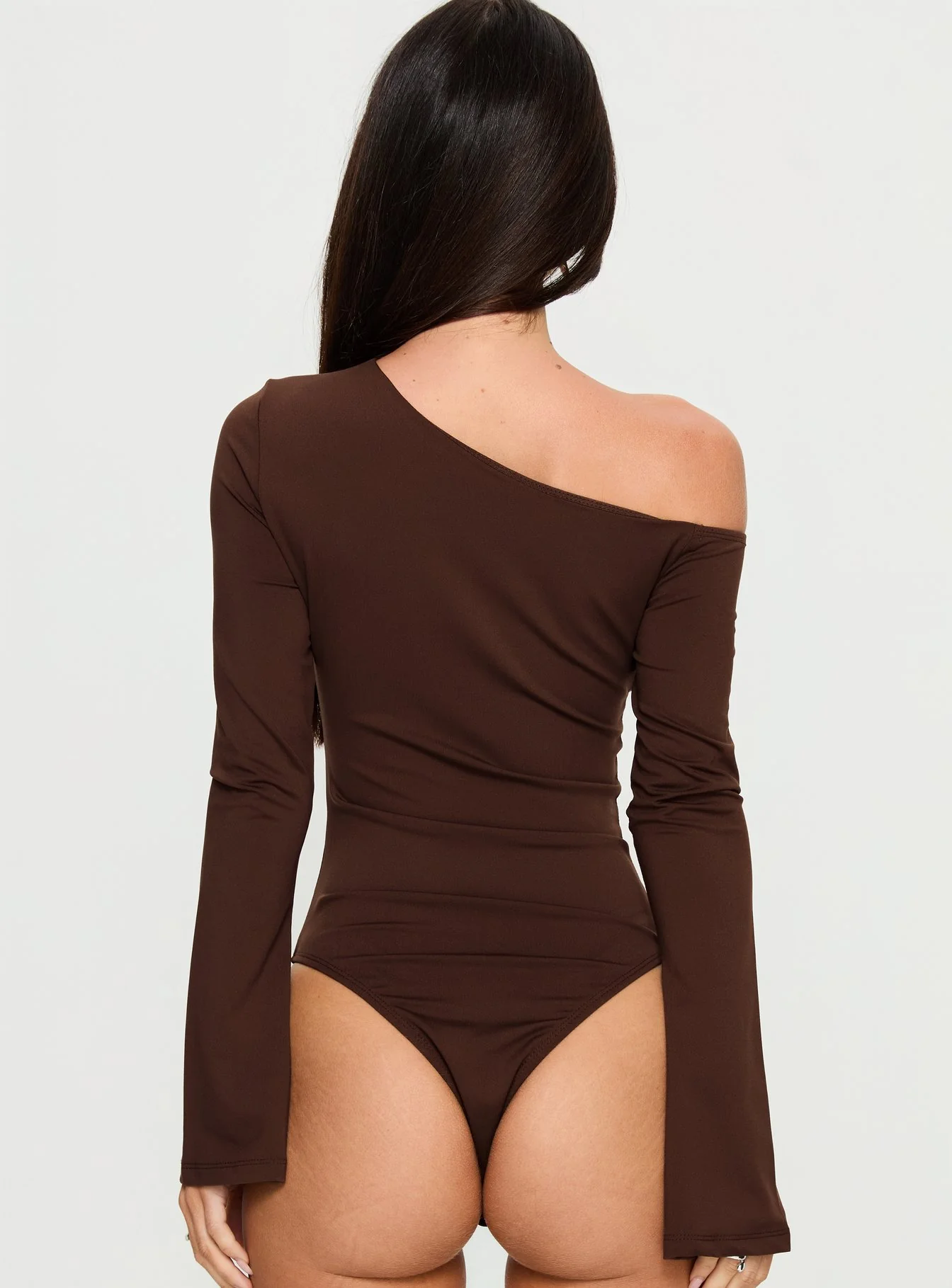 Raissa Cut Out One Shoulder Bodysuit Brown