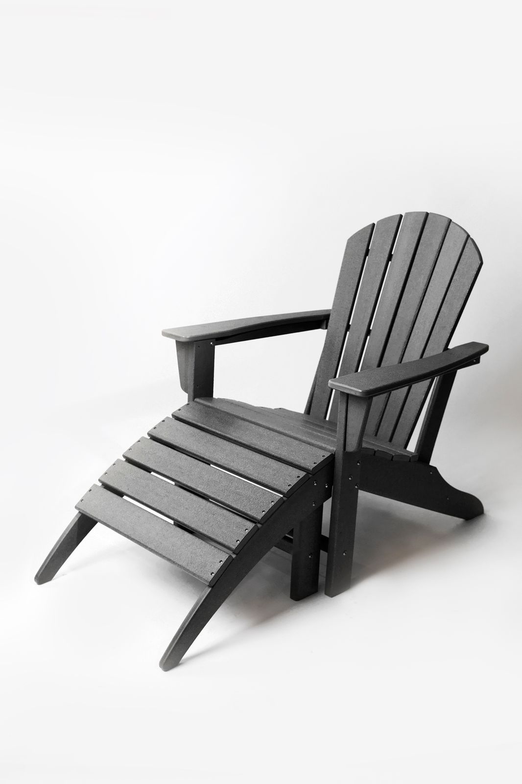 Zwarte fanback chair voetenbankje