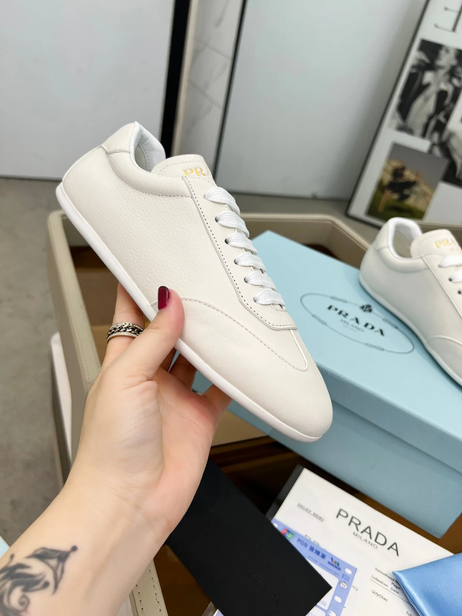 Prada Unisex Sneakers Triangle Logo Luxury Fashion Sneakers - Sneaker Replica Workshop