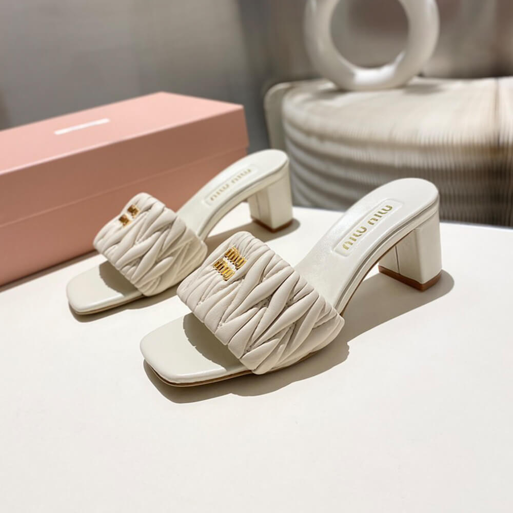 MiuMiu Matelass?? nappa leather slides - Top Club