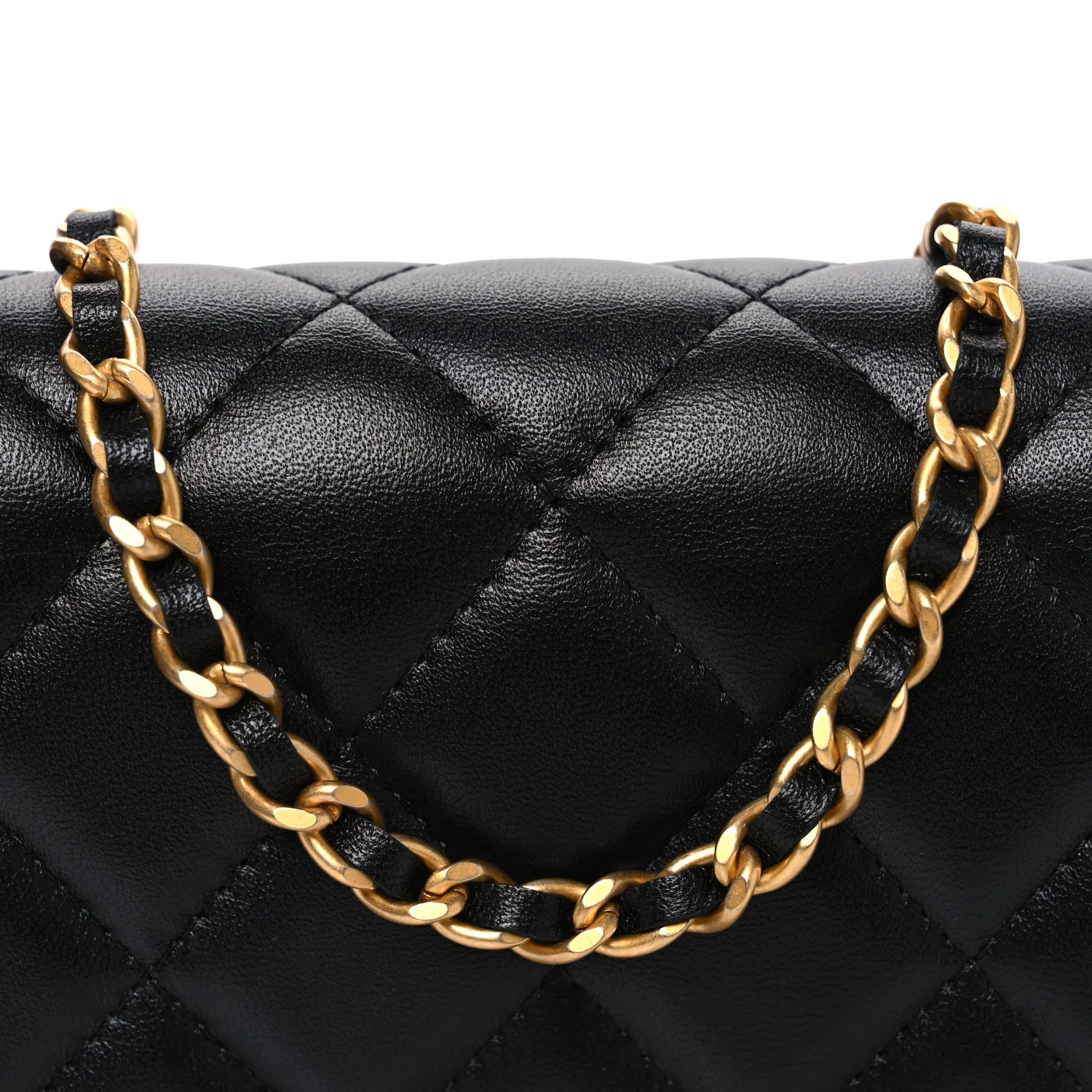 Lambskin Plexiglass Quilted Coco Love Wallet On Chain WOC Black - Top Club