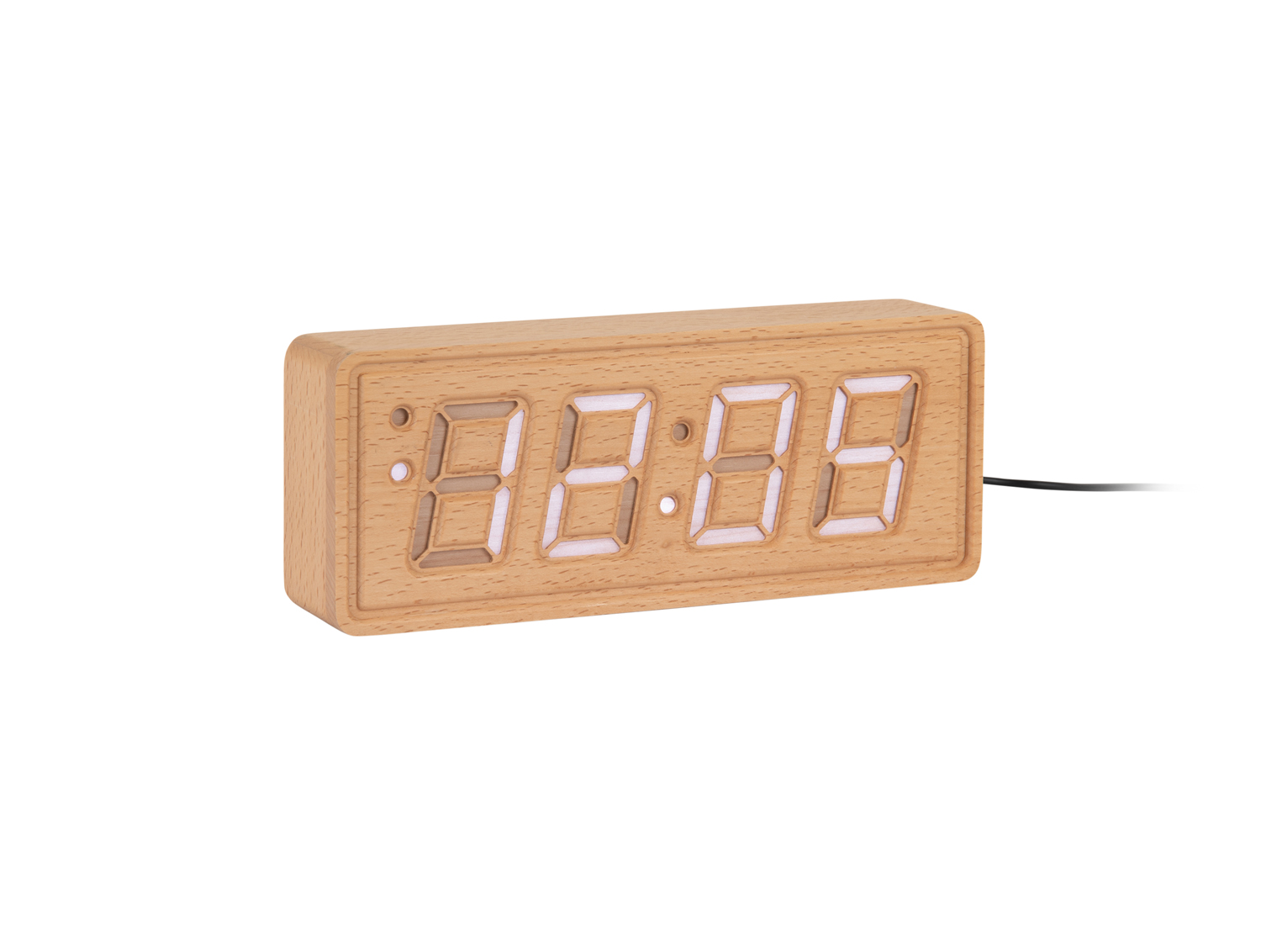Wekker Solid Wood Engraved - Licht hout
