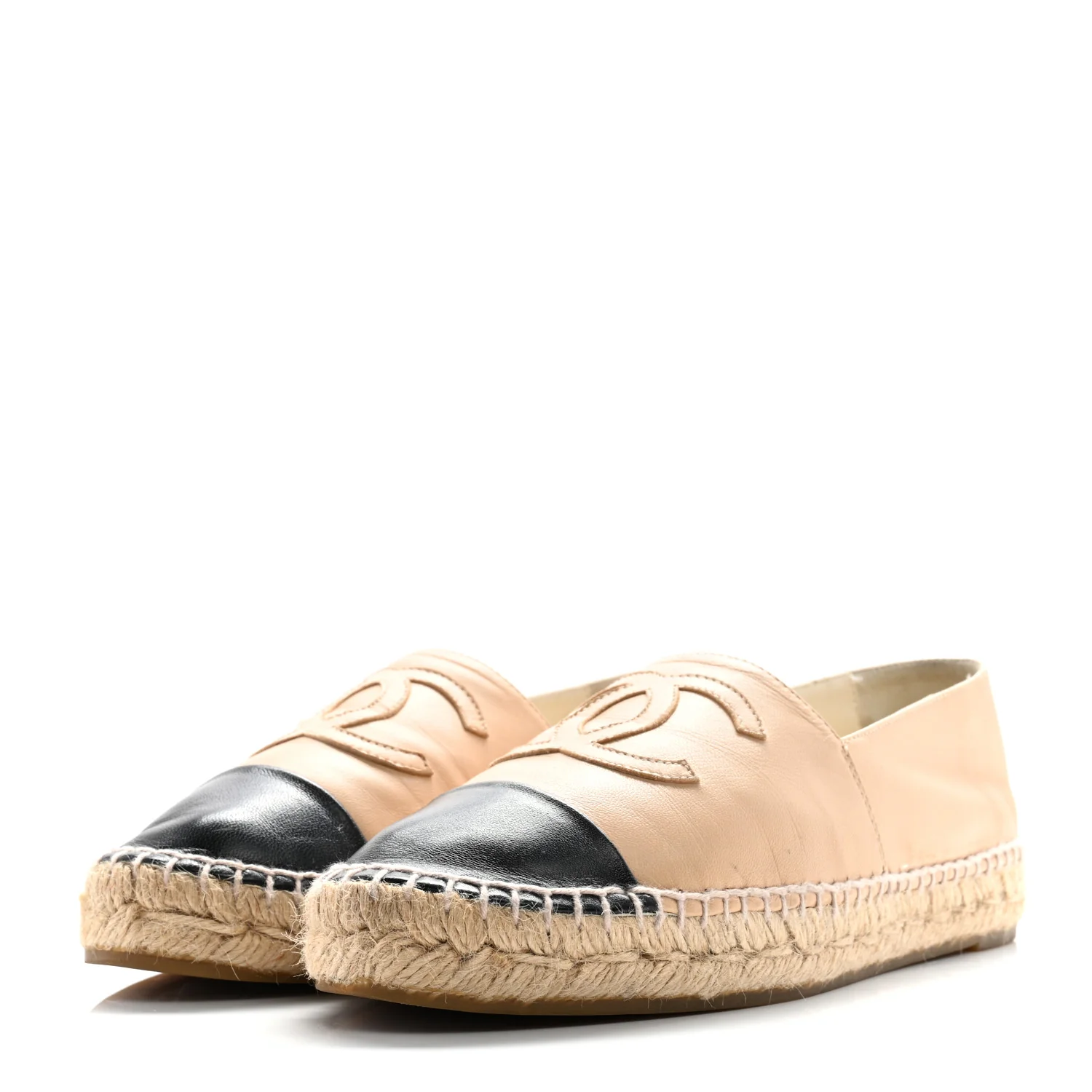 Lambskin CC Espadrilles 39 Beige Black - Top Club