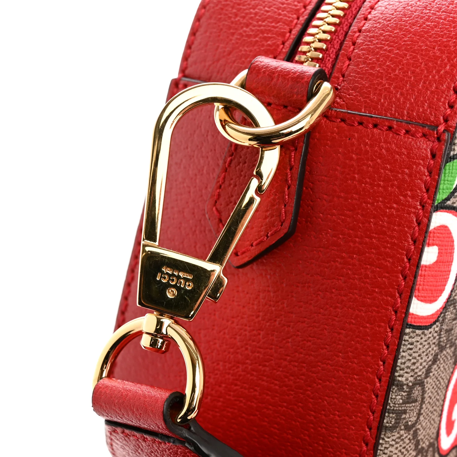 GG Supreme Monogram Apple Small Retro Interlocking G Shoulder Bag Beige Multicolor Lobster Red - Top Club