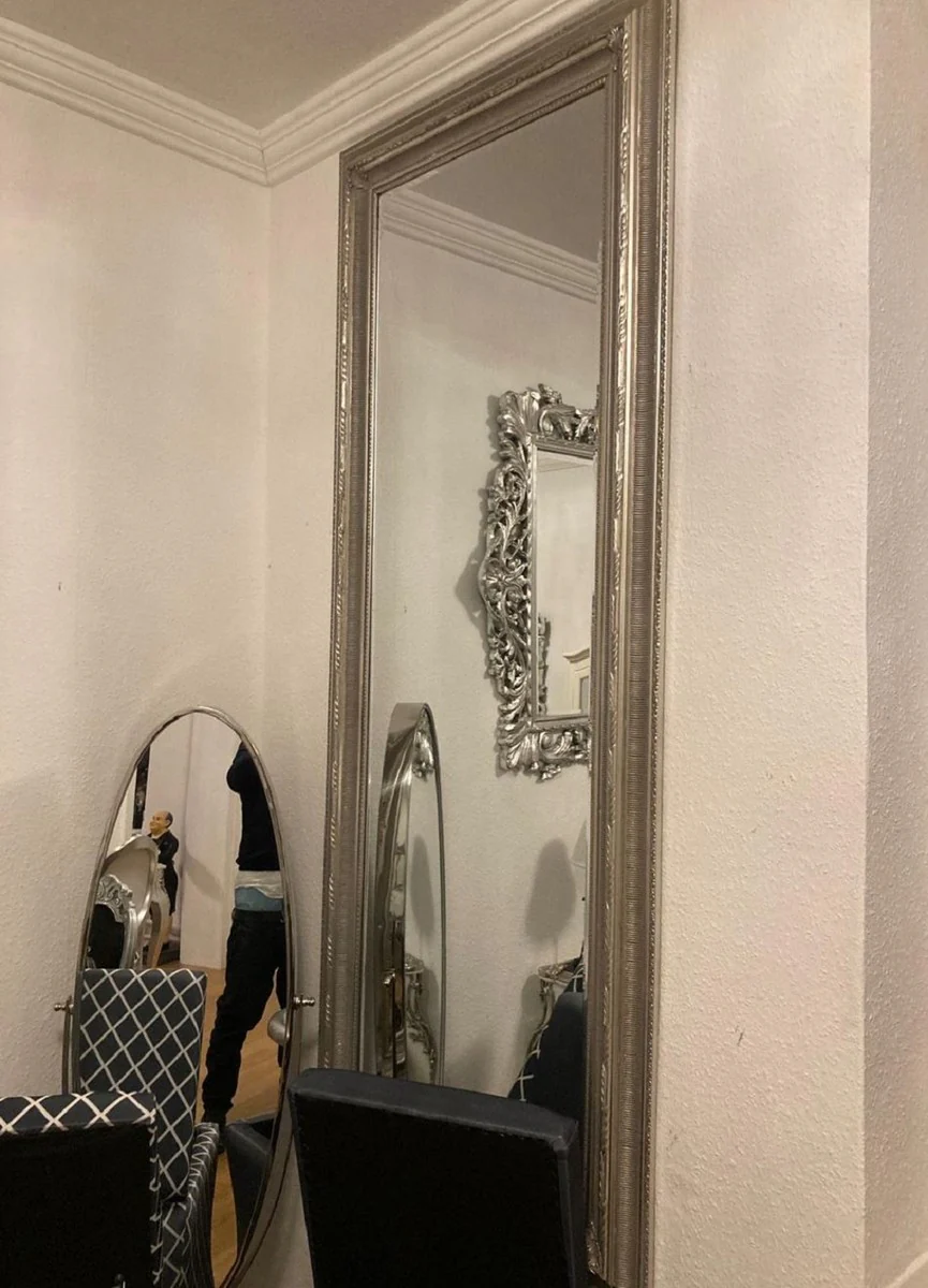 Baroque Mirror Silver - Rectangular Wall Mirror in Baroque Style - Handmade Baroque Wardrobe Mirror - Baroque Furniture - Baroque Interior - Noble & Magnificent