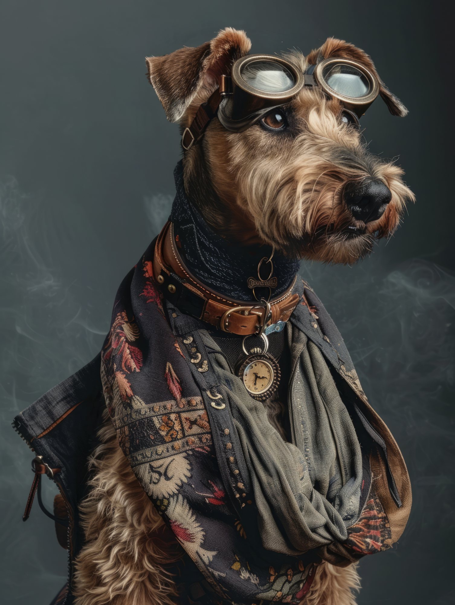 Canvas schilderij van een Airedale Terrier 100x200 cm