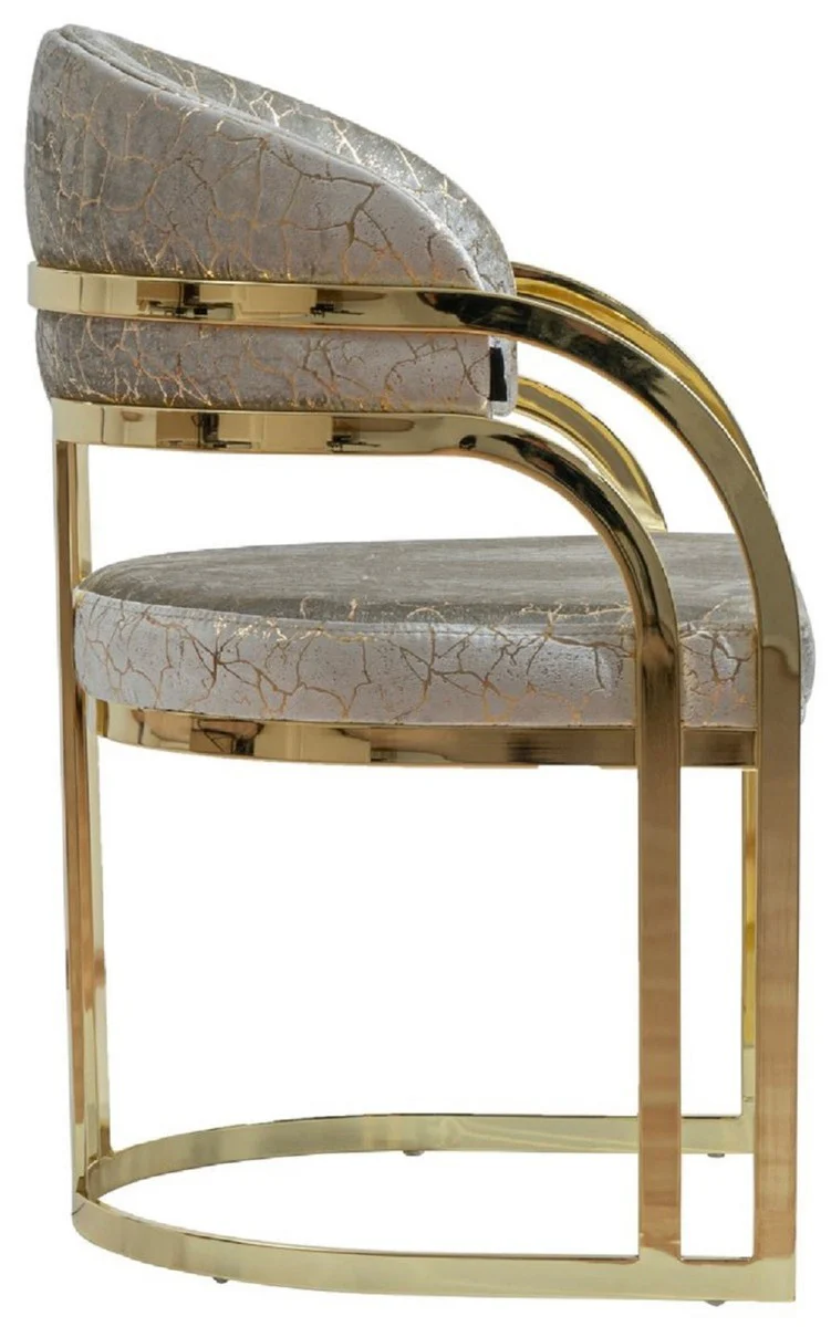 Luxury dining room chair with armrests silver / gold H. 88 cm