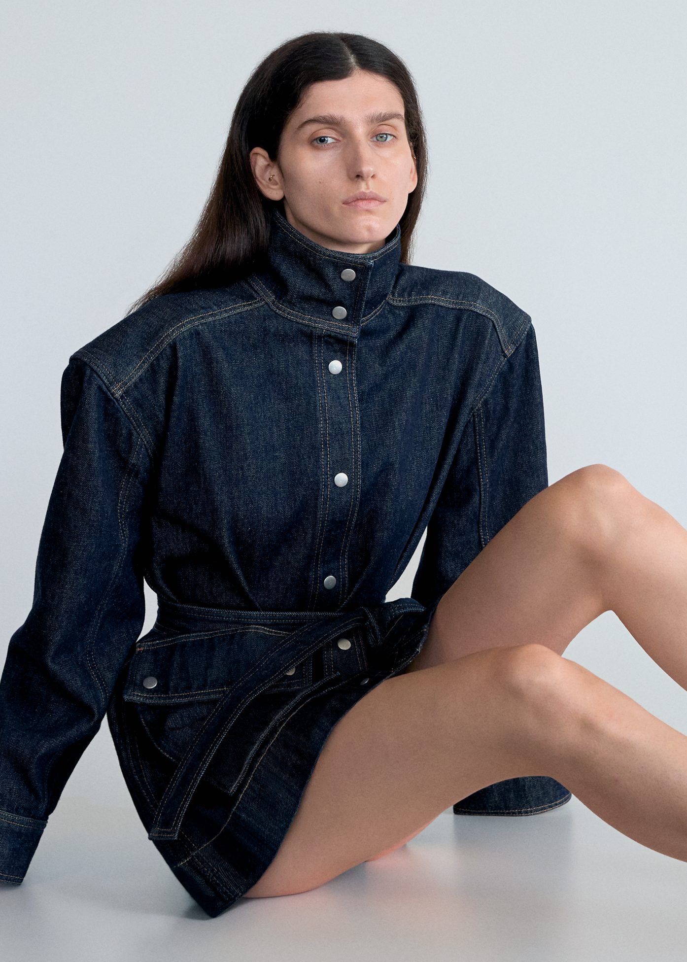 & Other Stories TIE-BELT DENIM JACKET