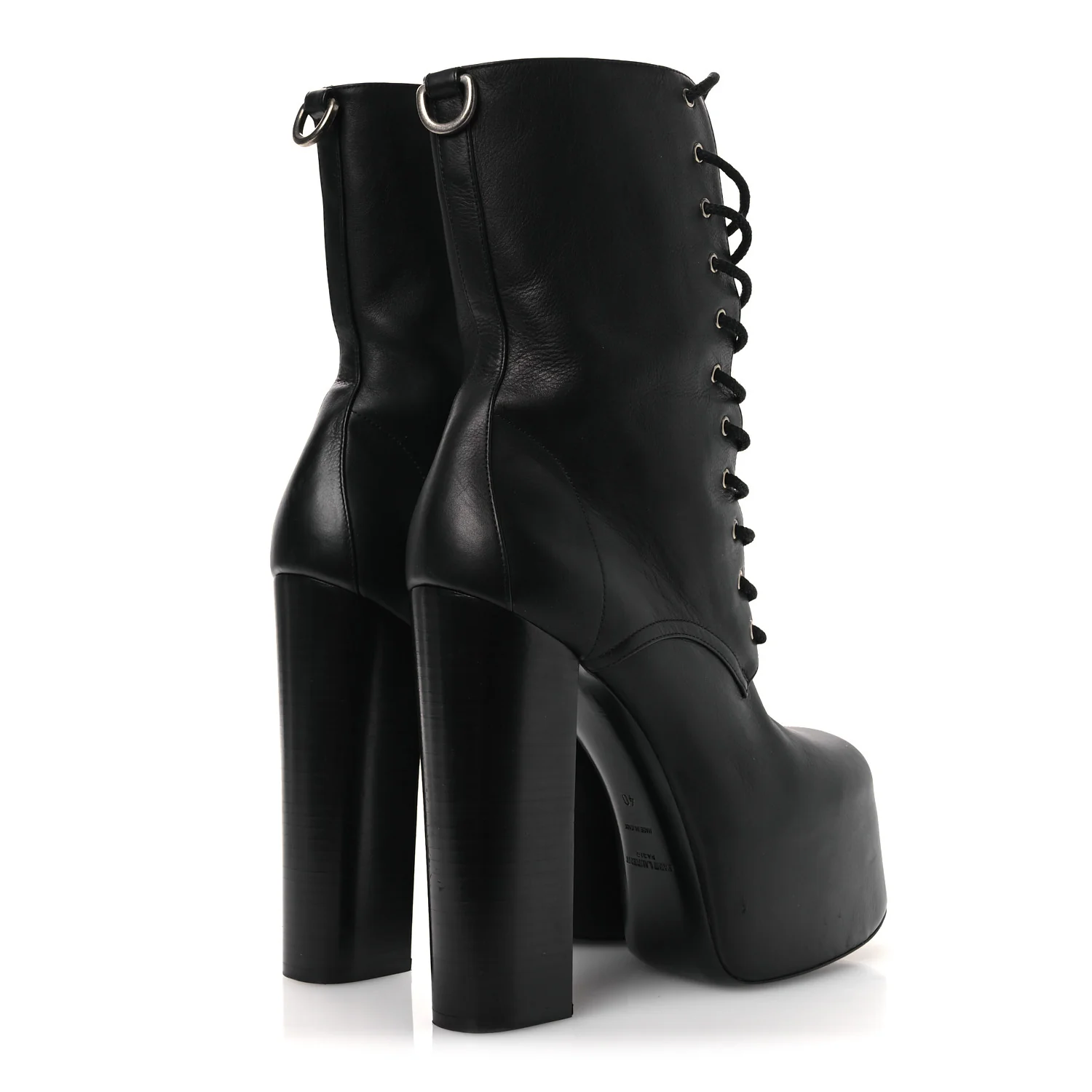 Calfskin Mina Lace Up Platform Boots 40 Black - Top Club