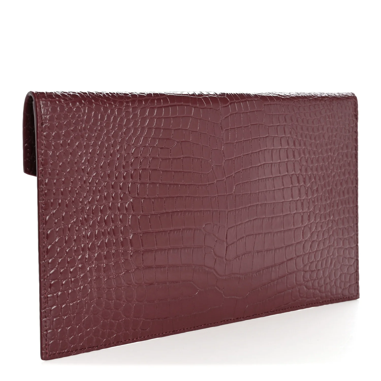 Calfskin Crocodile Embossed Uptown Monogram Clutch Rouge Legion - Top Club
