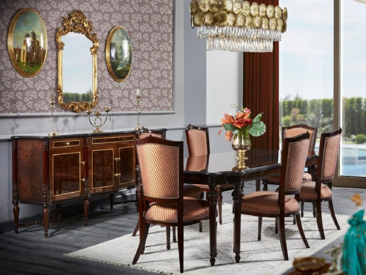 Luxury Baroque Dining Table Dark Brown - Handmade Solid Wood Dining Room Table - Luxury Dining Room Furniture in Baroque Style - Baroque Furniture - Baroque Furnishings