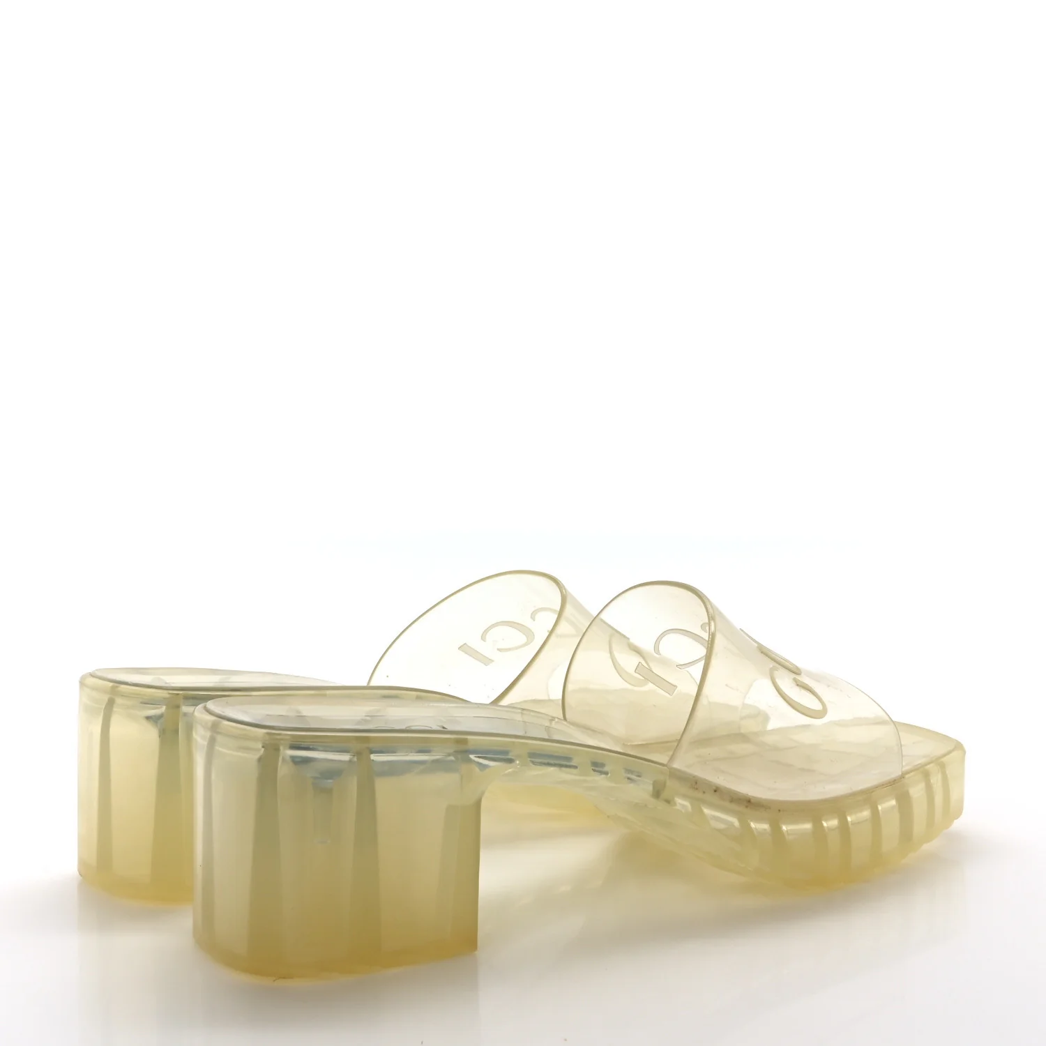 Rubber Gucci Logo Womens Platform 20/60mm Slide Sandals 39 Transparent - Top Club