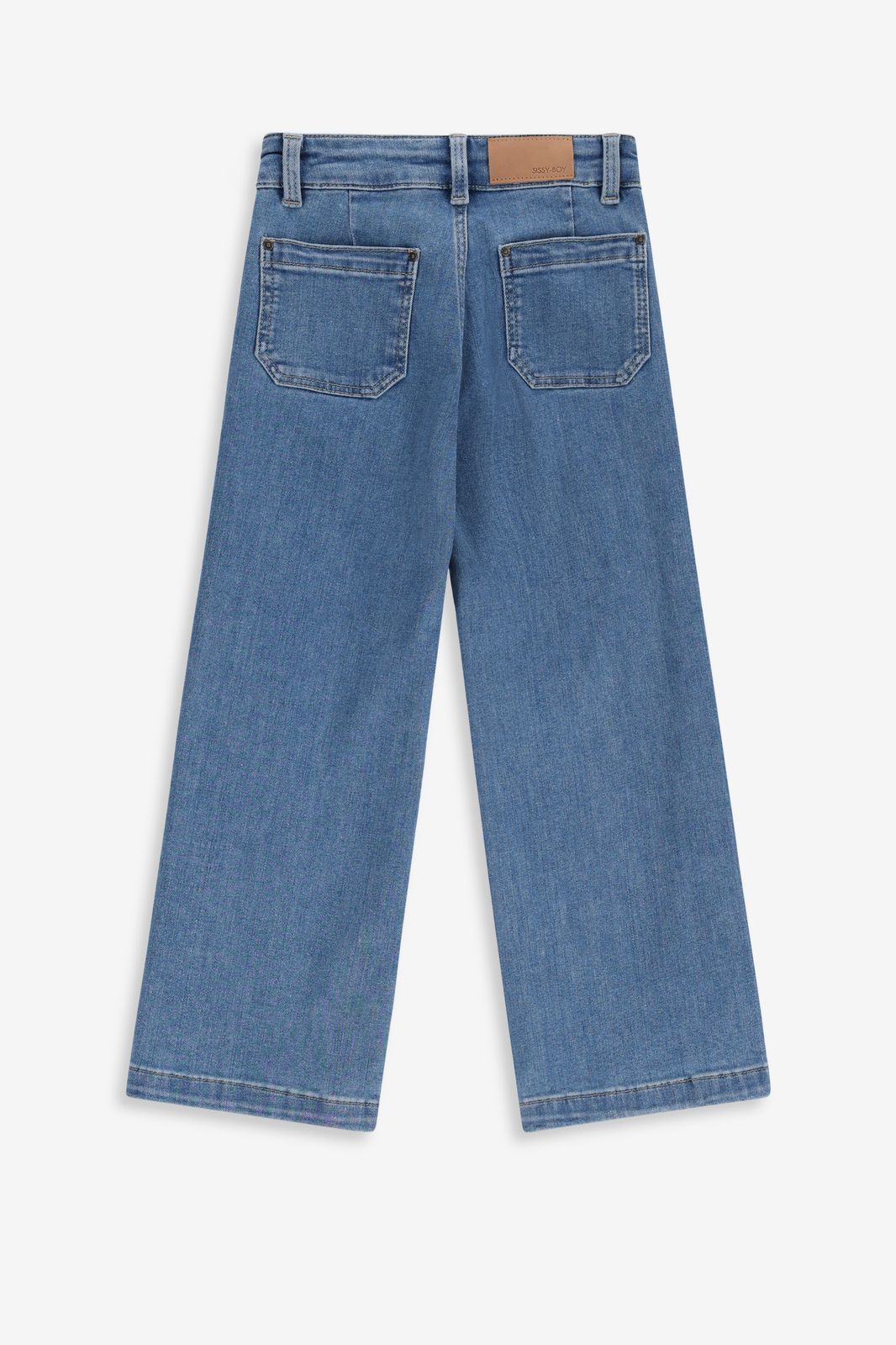 Blauwe denim jeans met opgestikte zakken