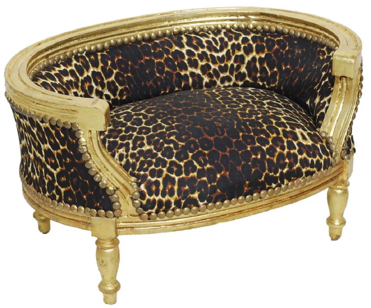 Baroque Dog Bed & Cat Bed Leopard Pattern / Antique Gold - Handmade Dog & Cat Sofa in Baroque Style - Baroque Dog & Cat Furniture - Baroque Animal Furniture