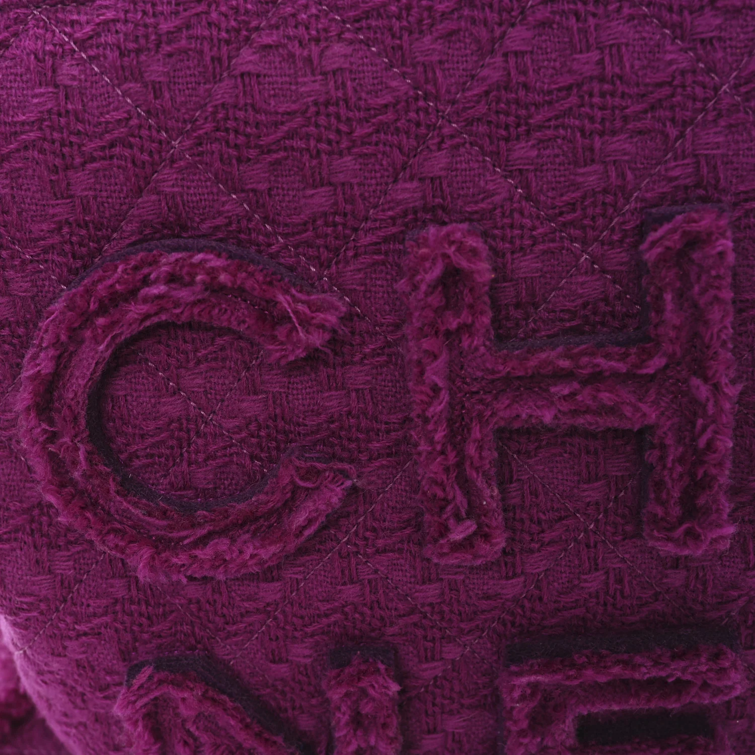 Wool Tweed Large Zipped Shopping Tote Magenta - Top Club
