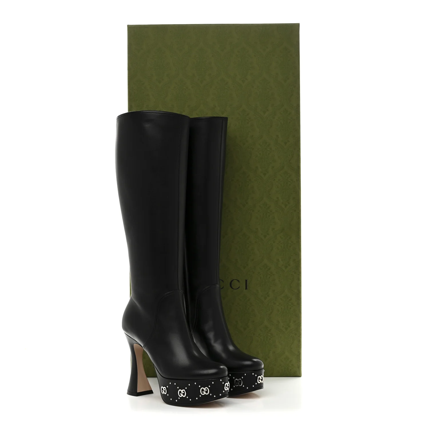 Nappa Charlotte Janaya 110mm Platform Knee Boots 35.5 Black - Top Club