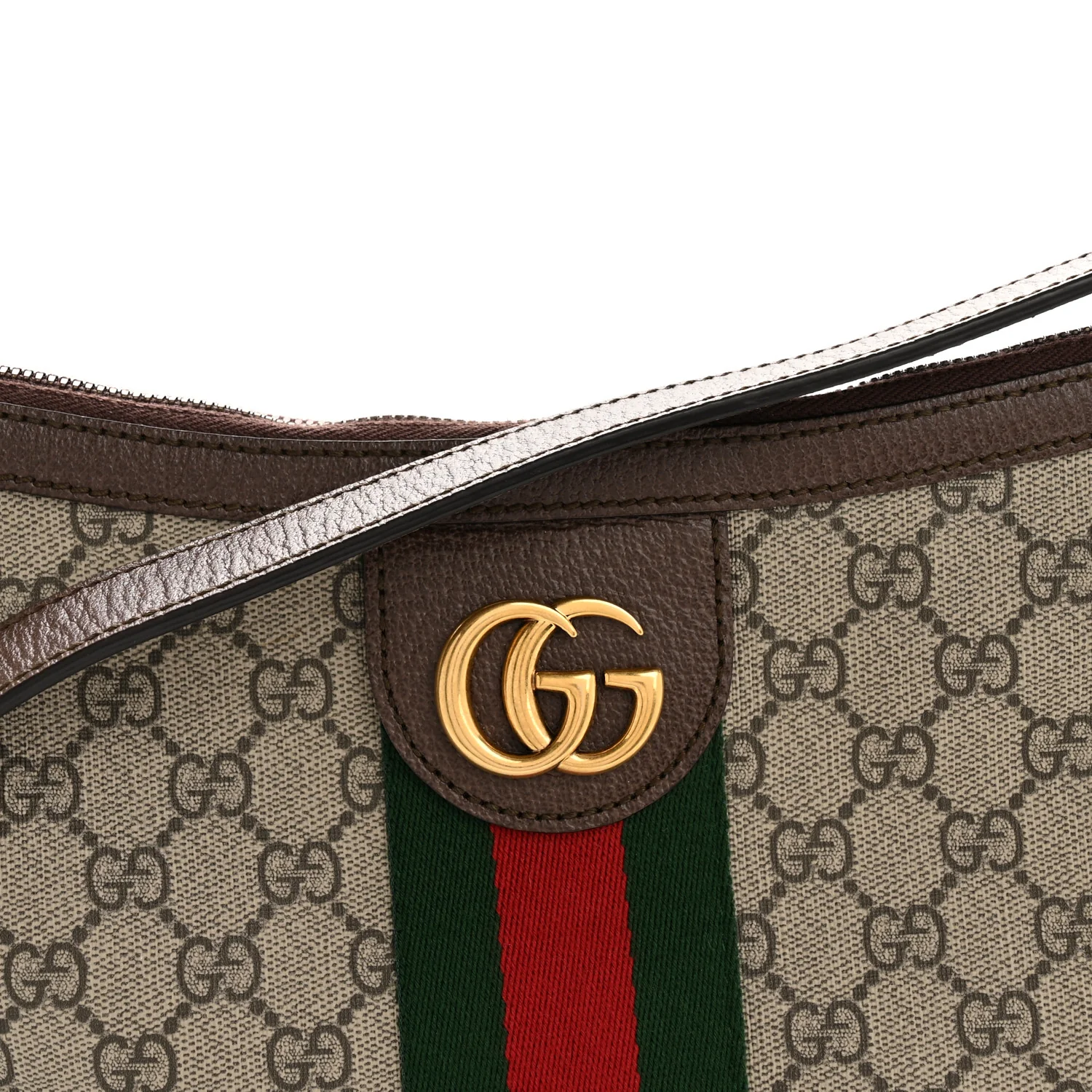 GG Supreme Monogram Web Small Ophidia Half Moon Hobo Brown - Top Club