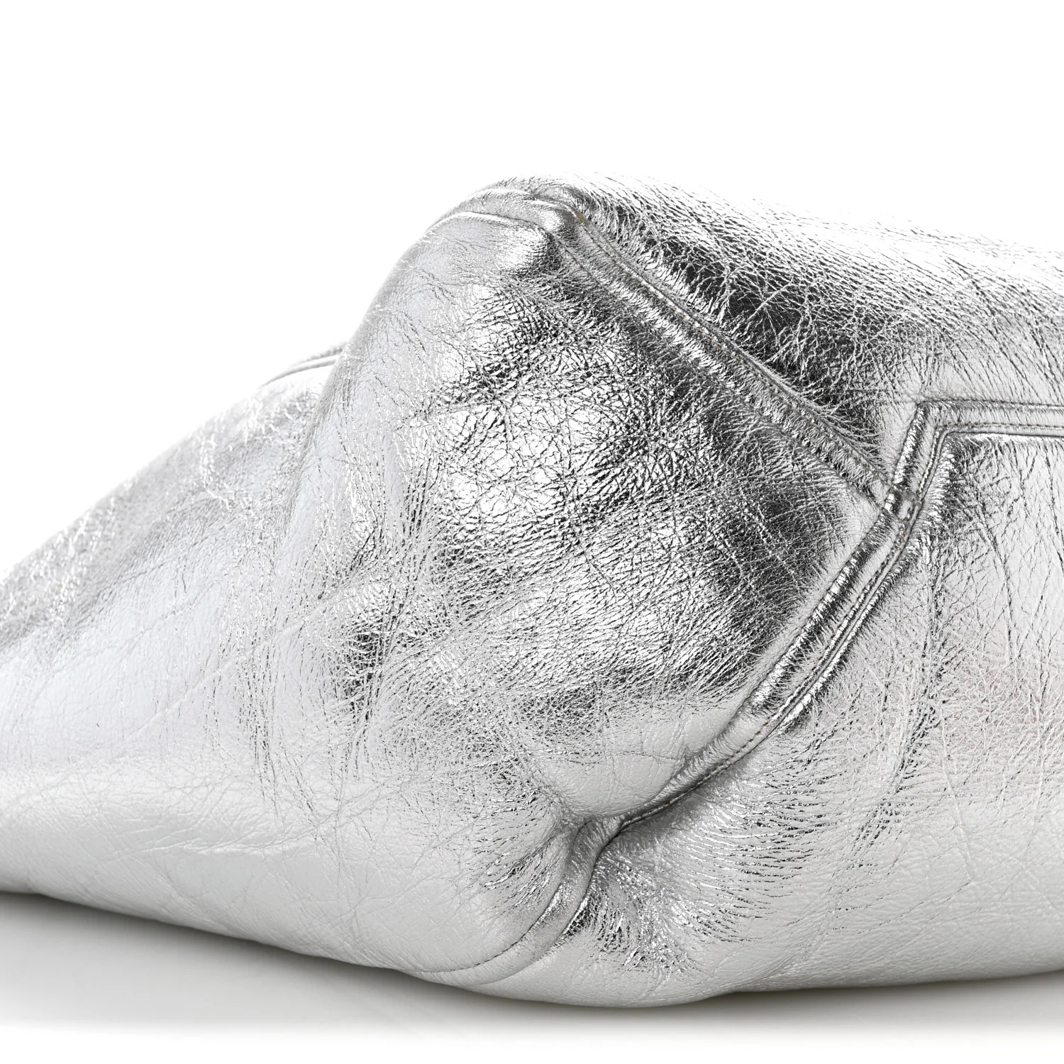 Metallic Lambskin Shearling Medium Phantom Cabas Reversible Tote Natural Silver - Top Club