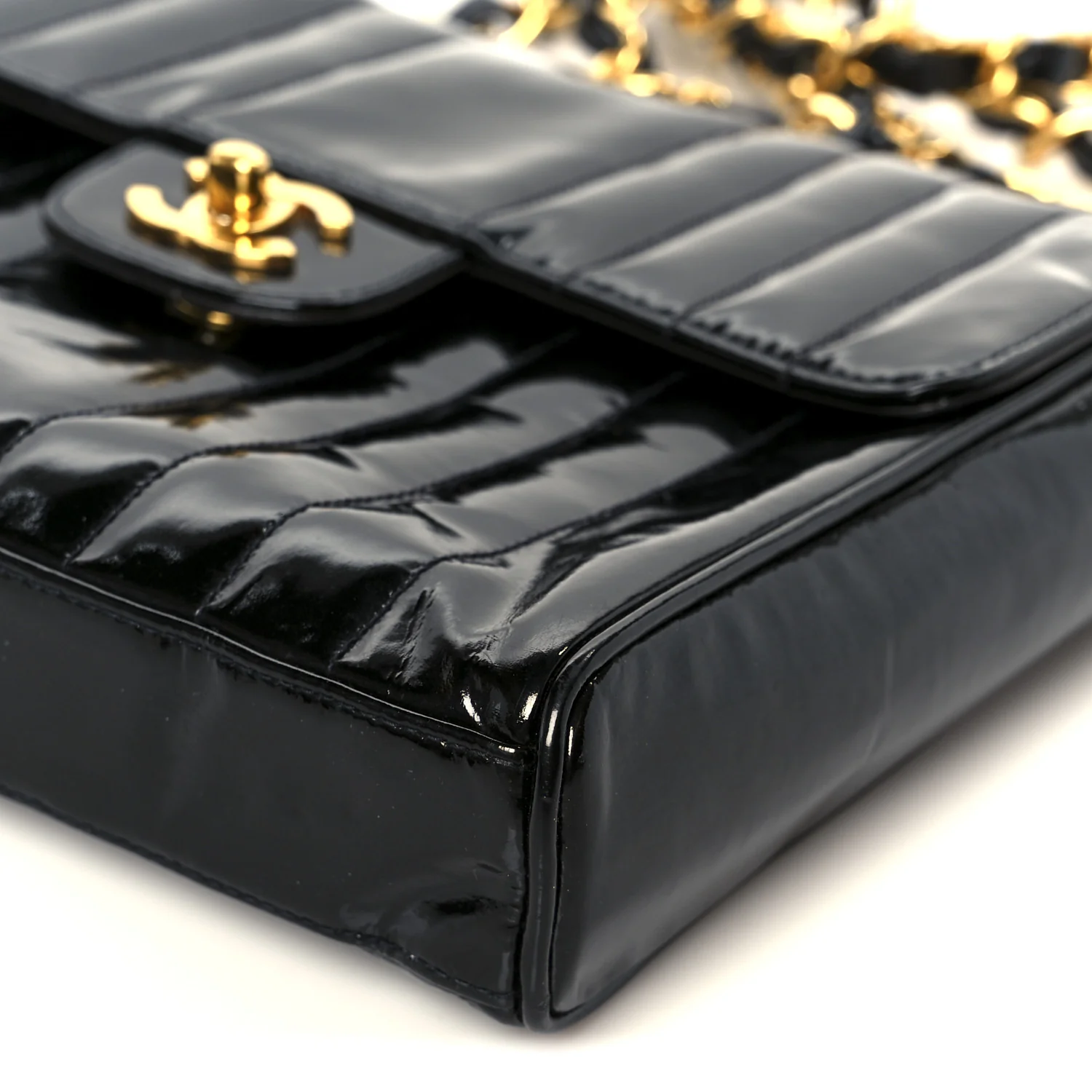 Patent Vertical Quilt Small Flap Black - Top Club
