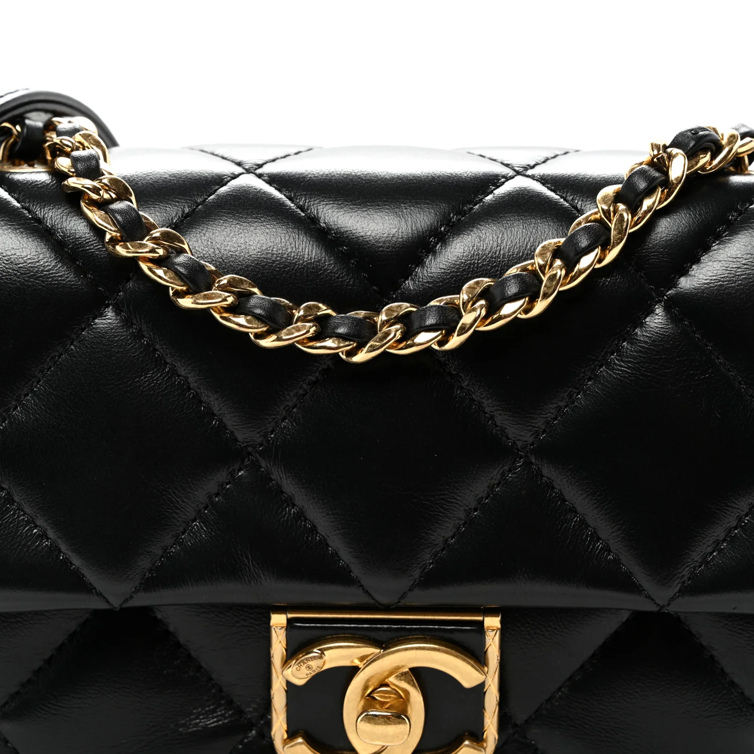 Lambskin Quilted Mini Flap Black - Top Club