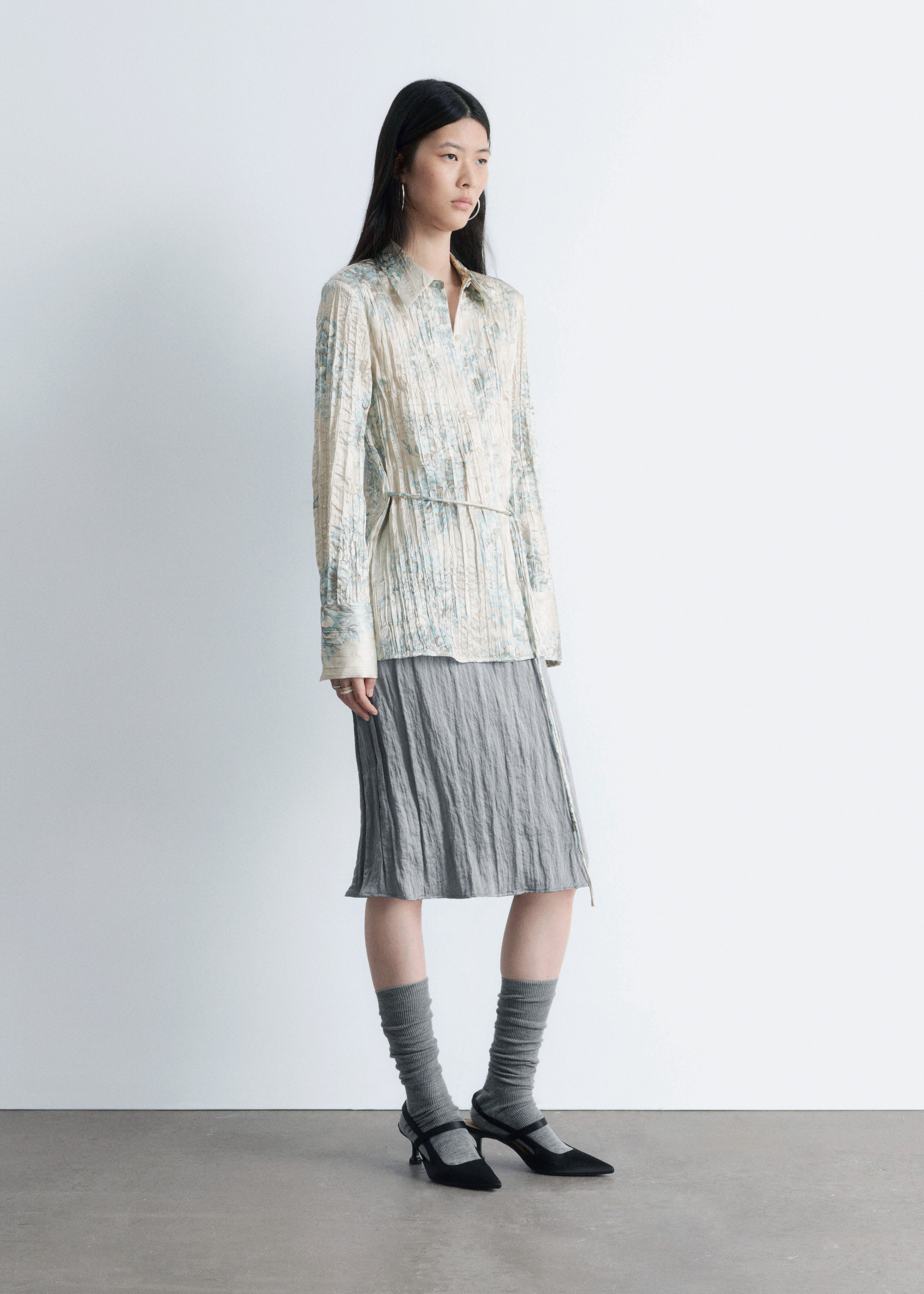 & Other Stories TIE-BELT CRÊPE SHIRT
