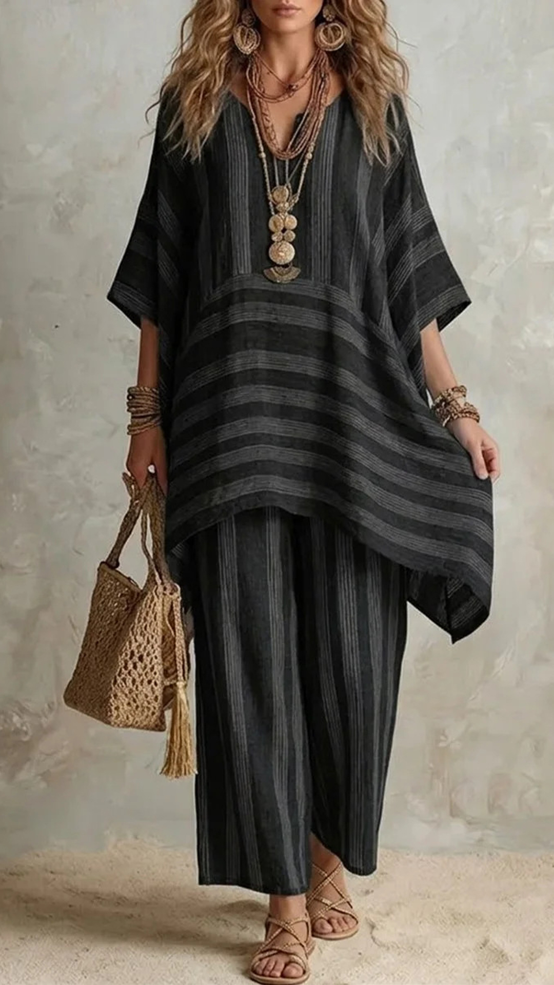 Casual Loose Striped Cotton And Linen Top And Pants Two-piece Set - Nordfashionstorm - Women's Clothing, Fashion for You - Nordfashionstorm.com