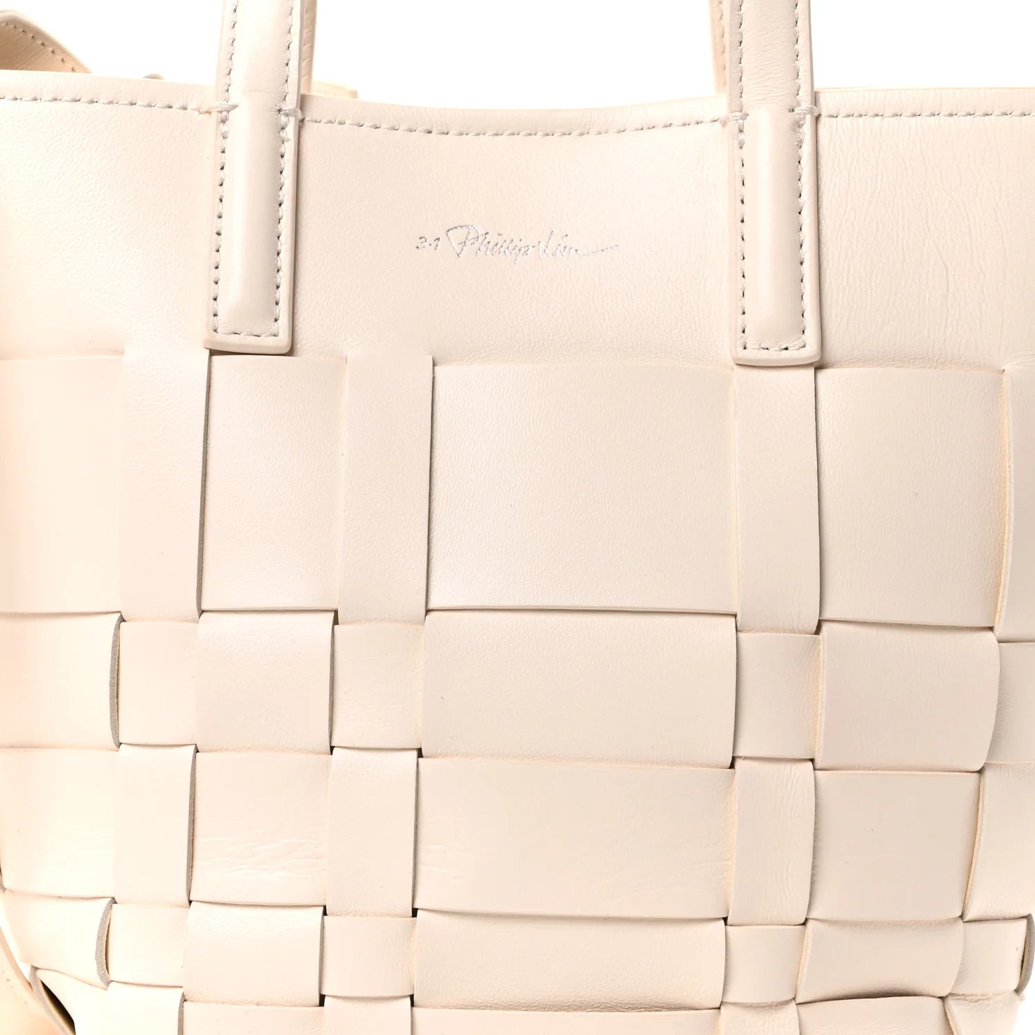 Smooth Calfskin Odita Mini Modern Lattice Bucket Bag Off White - Top Club