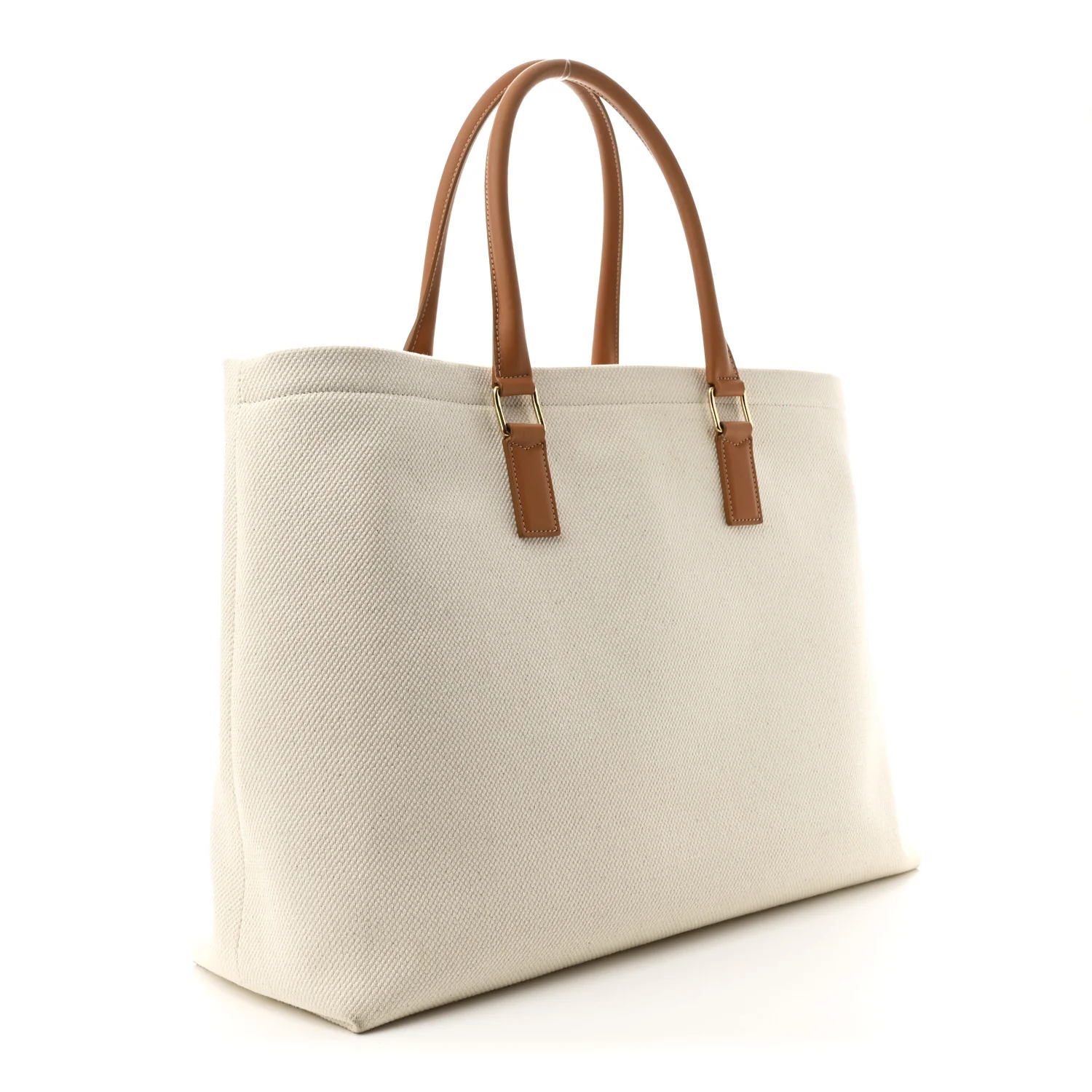 Canvas Calfskin Horizontal Cabas Natural Tan - Top Club