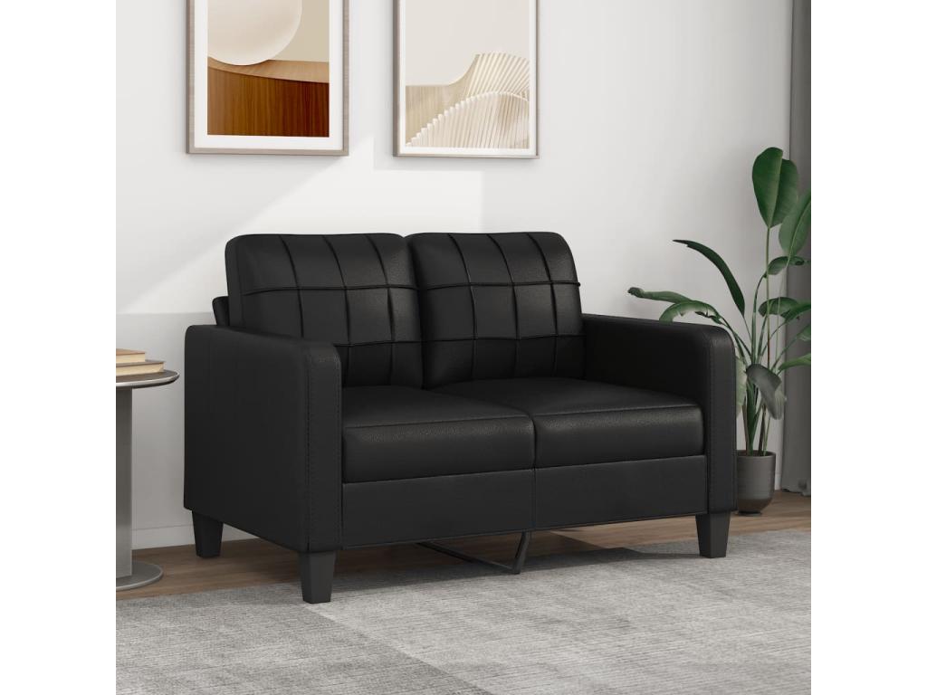 Sofá de 2 plazas de cuero sintético negro 120 cm - eRdgnf1176Et