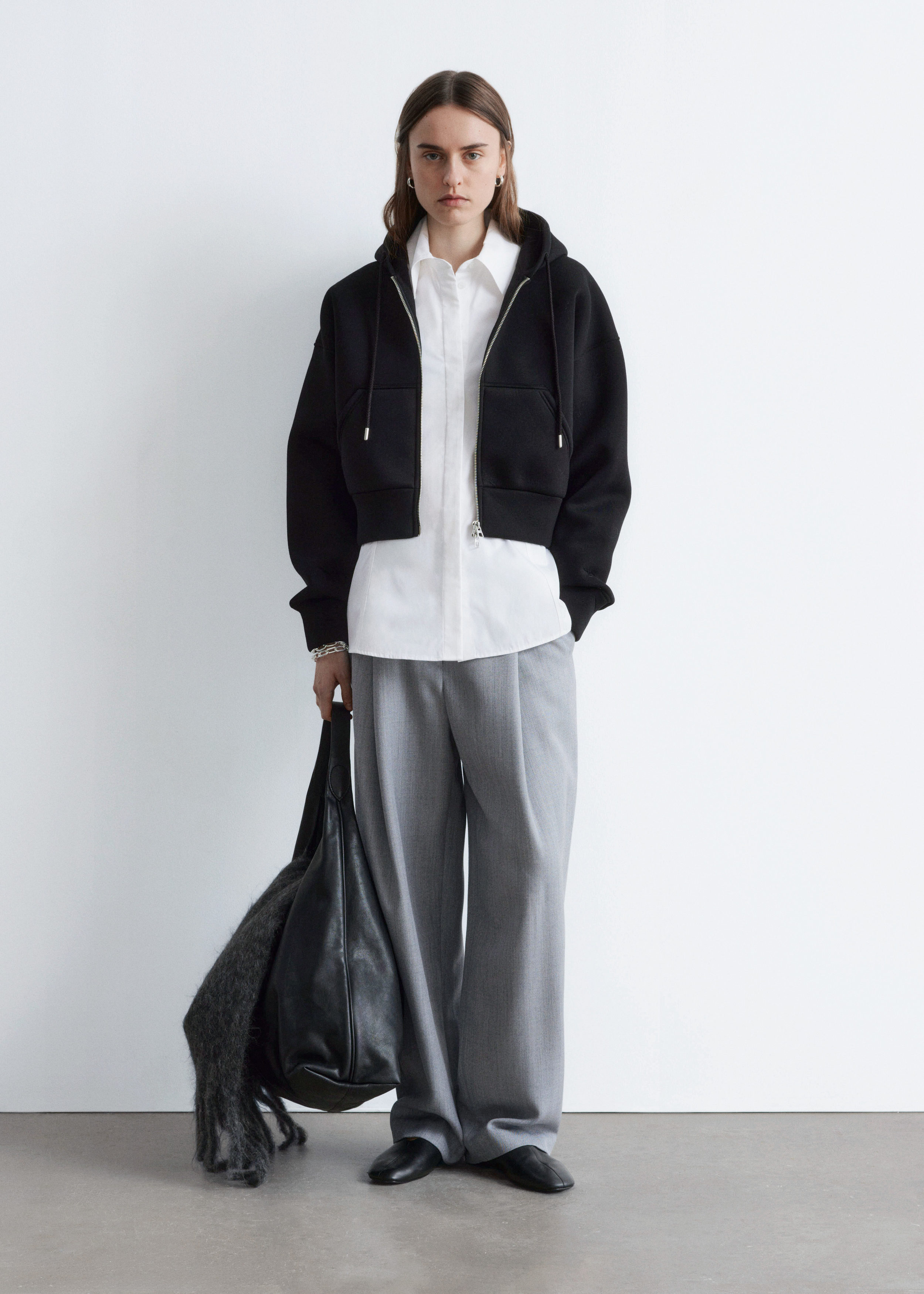 & Other Stories CROPPED SCUBA ZIP-UP HOODIE