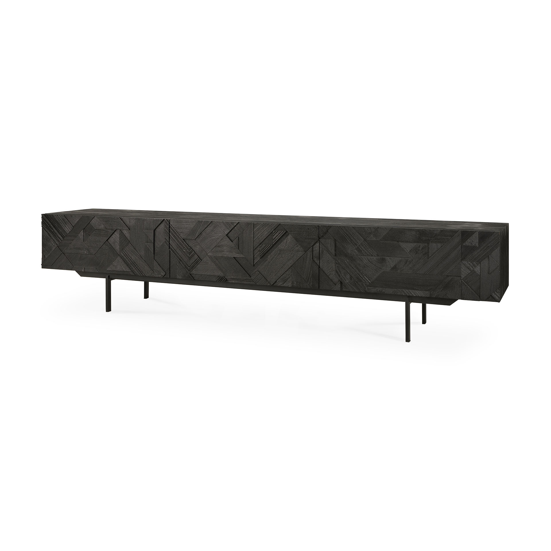 Tv-meubel Graphic teak zwart 240 cm