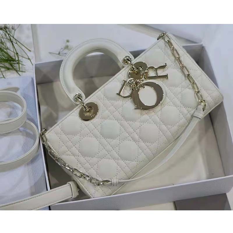 CD Women CD Lady D-Joy Bag Latte Cannage Lambskin - Top Club
