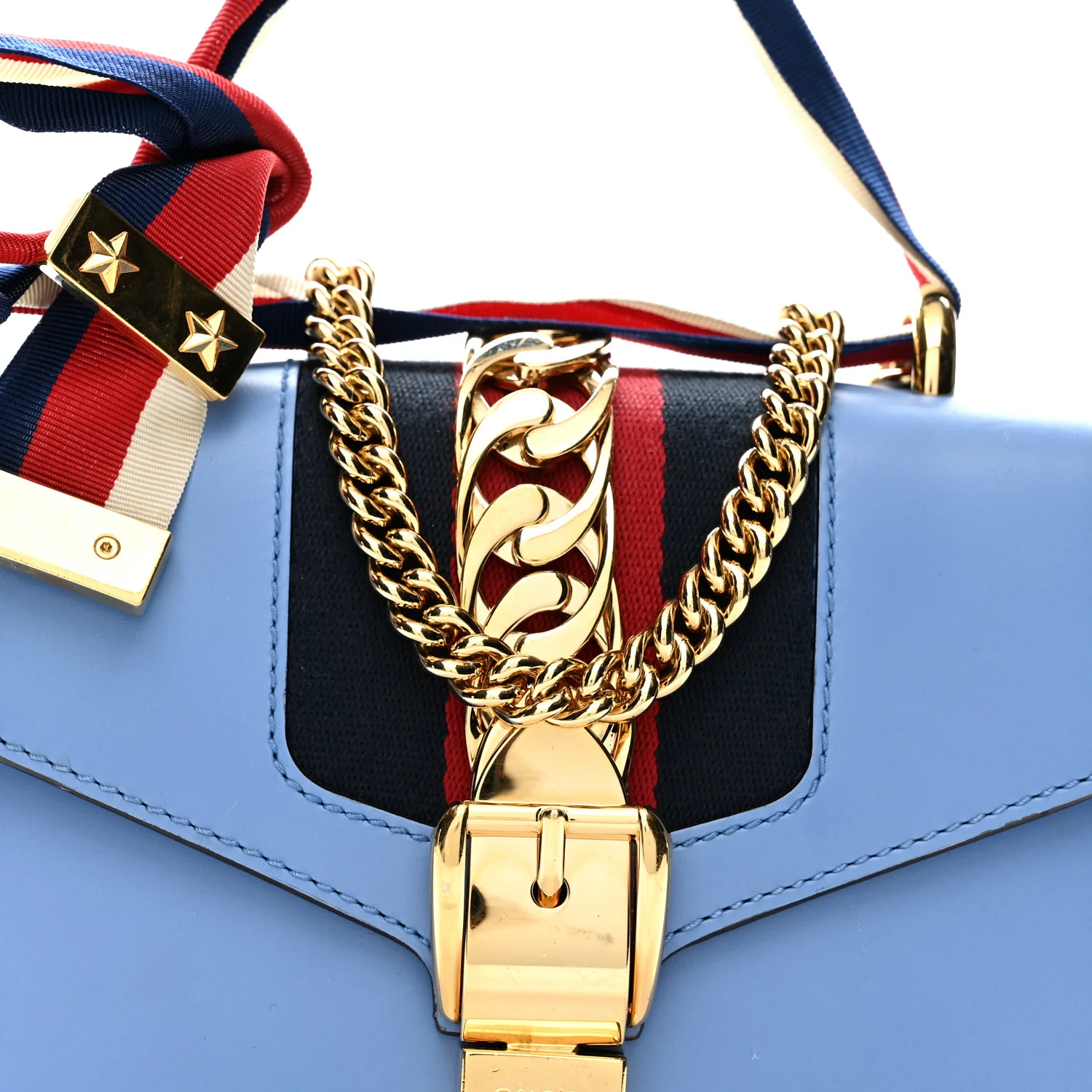 Calfskin Mini Sylvie Chain Shoulder Bag Clear Sky Blue - Top Club