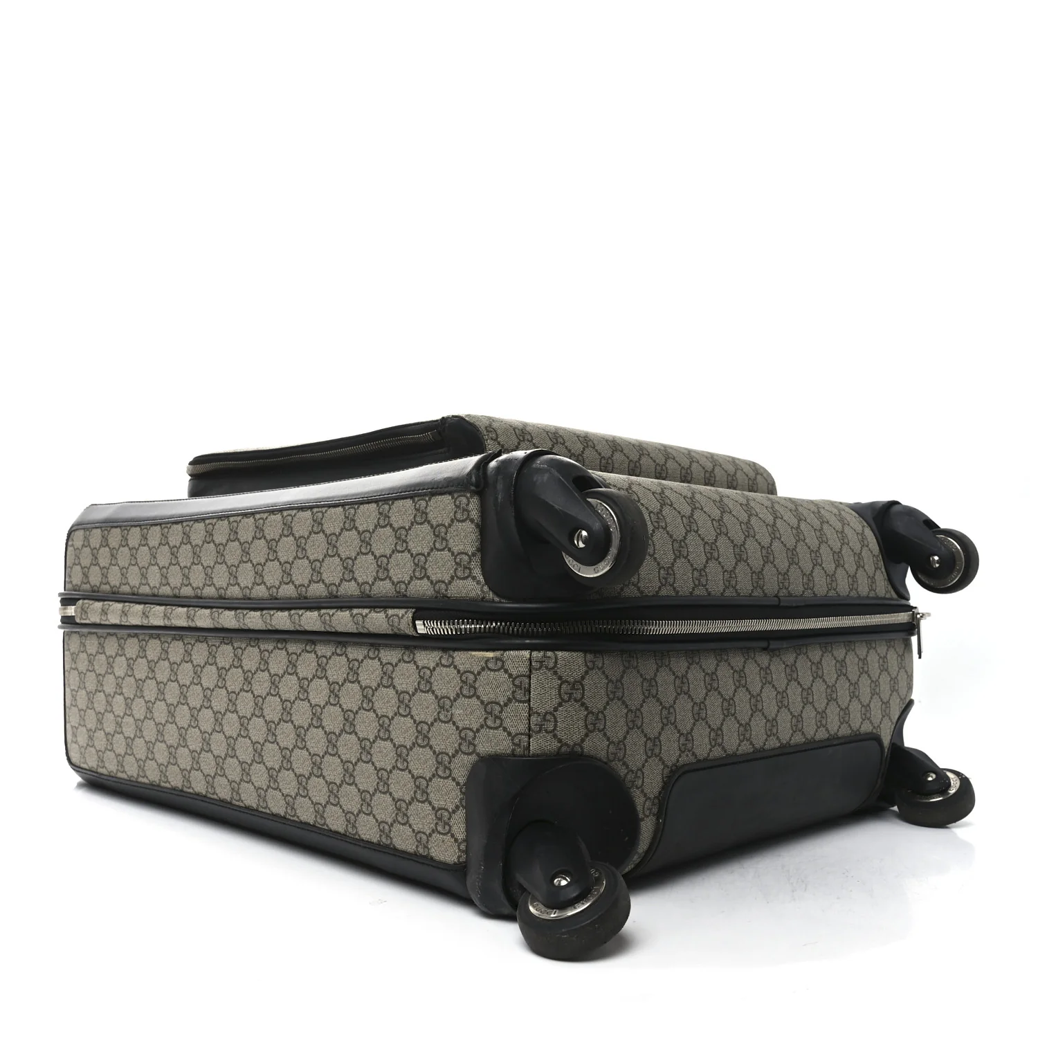 GG Supreme Monogram Four Wheel Suitcase Black - Top Club