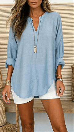 Women's Linen V-Neck Loose Shirt - Nordfashionstorm - Women's Clothing, Fashion for You - Nordfashionstorm.com