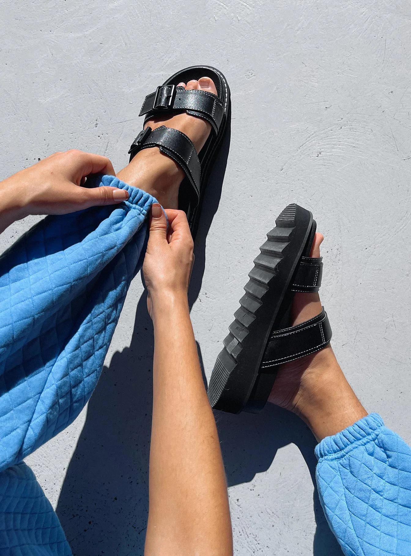 Ma Belle Sandals Contrast Stitch black