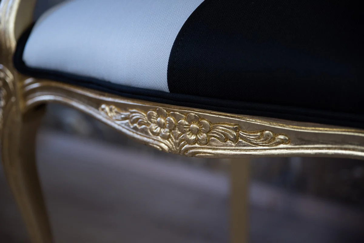 Pompöös by Baroque dining room chair with armrests black / white / gold - Pompöös baroque chair designed by Harald Glööckler