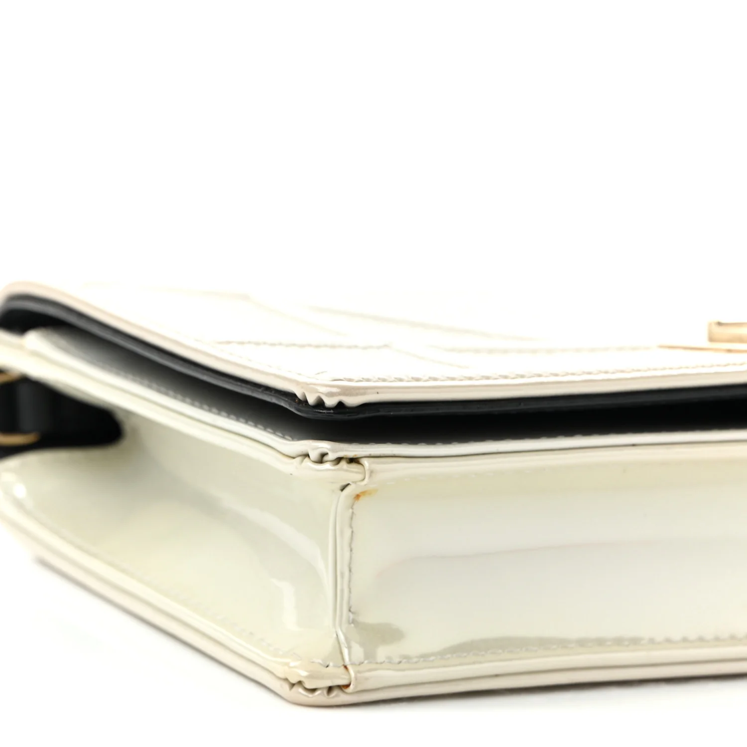Patent Micro-Cannage Diorama Wallet on Chain Pouch White - Top Club